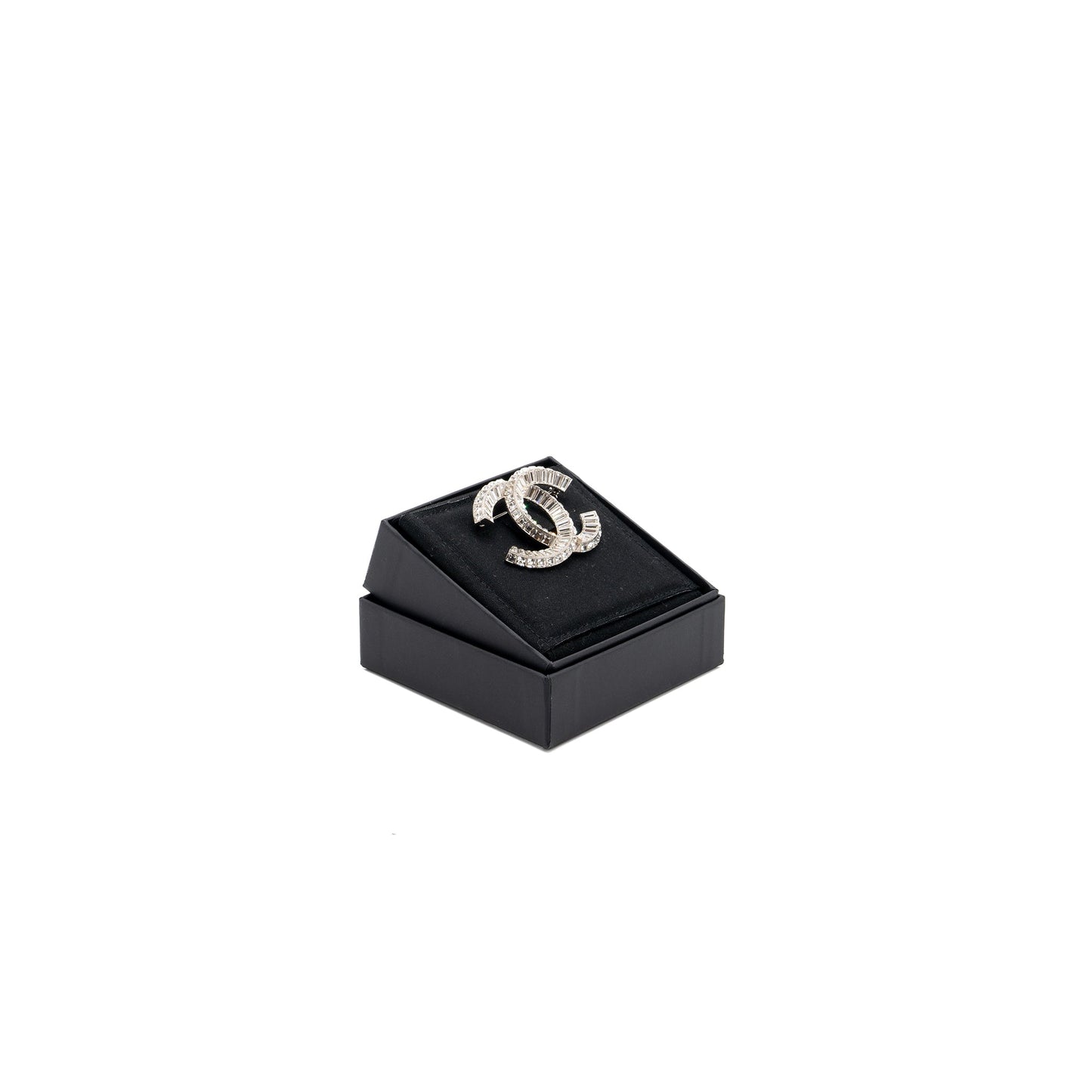 Chanel CC Crystal Brooch Tone Silver Handbag