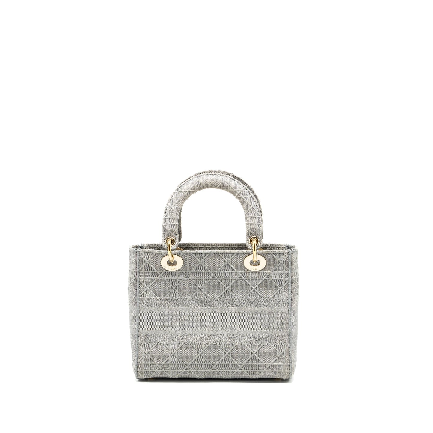 Dior Lady D Lite Purse Cannage Embroidery Grey Medium Travel Bag