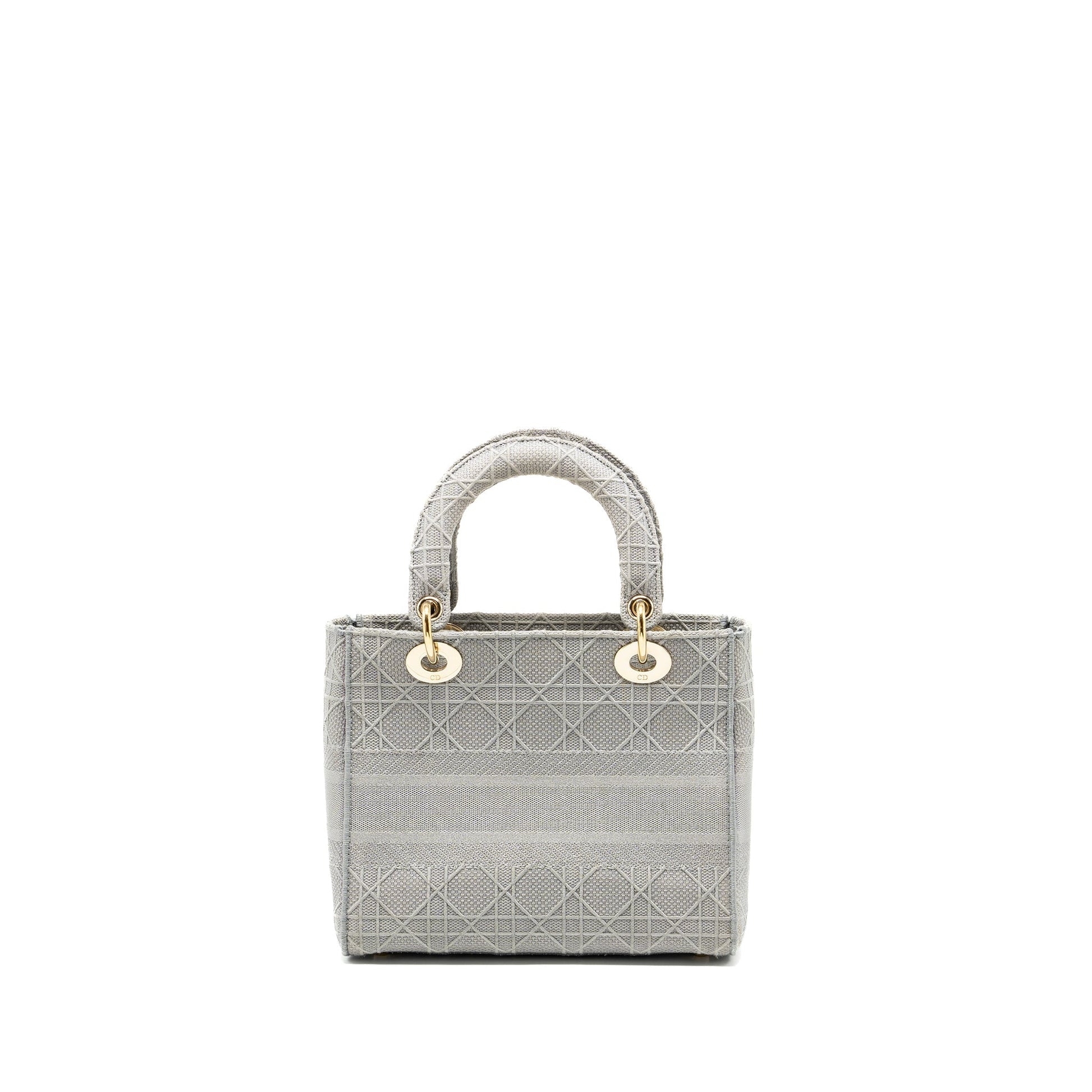 Dior Lady D Lite Purse Cannage Embroidery Grey Medium Travel Bag