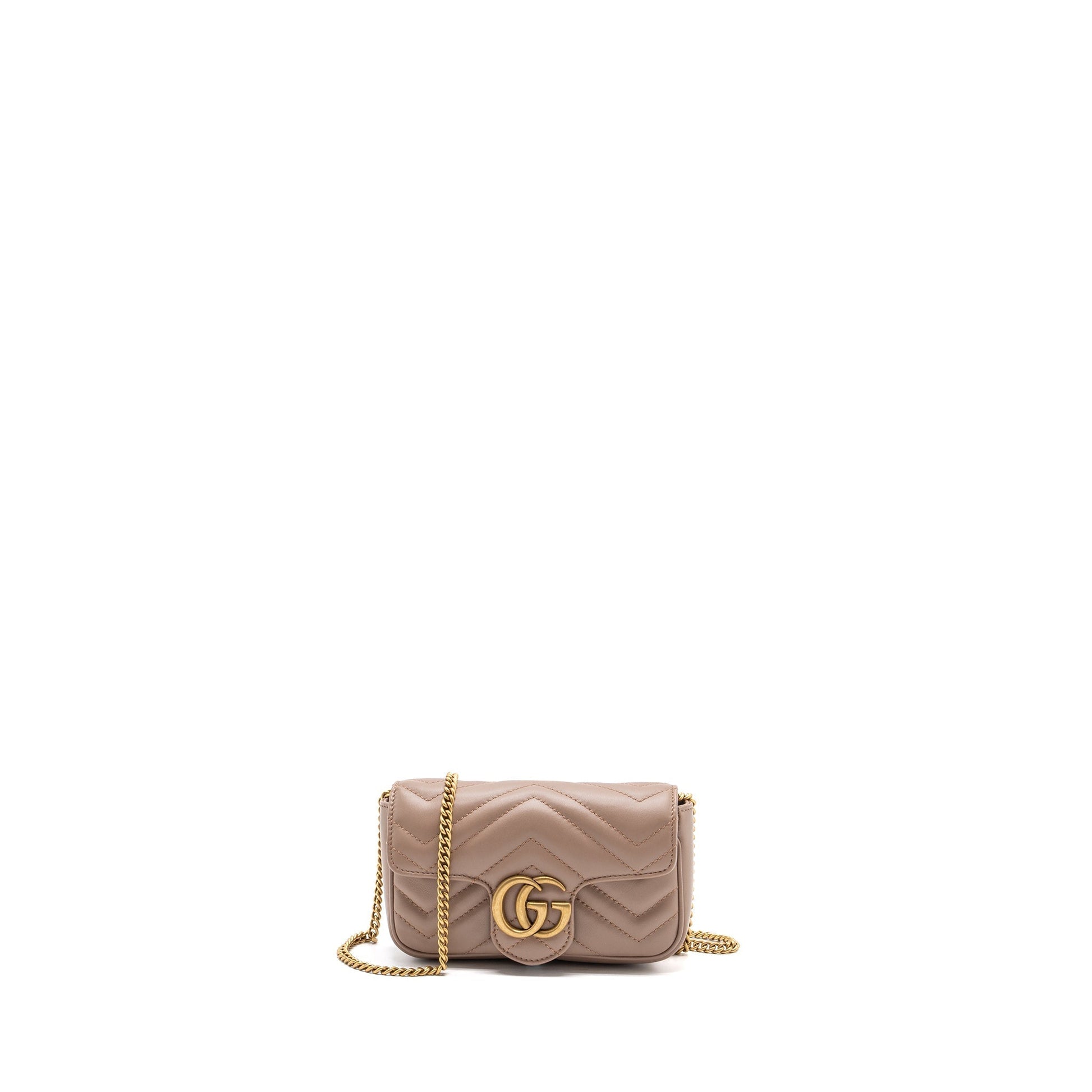 Gucci Super Marmont Bag Calfskin Beige Mini Travel Bag Beige Ghw