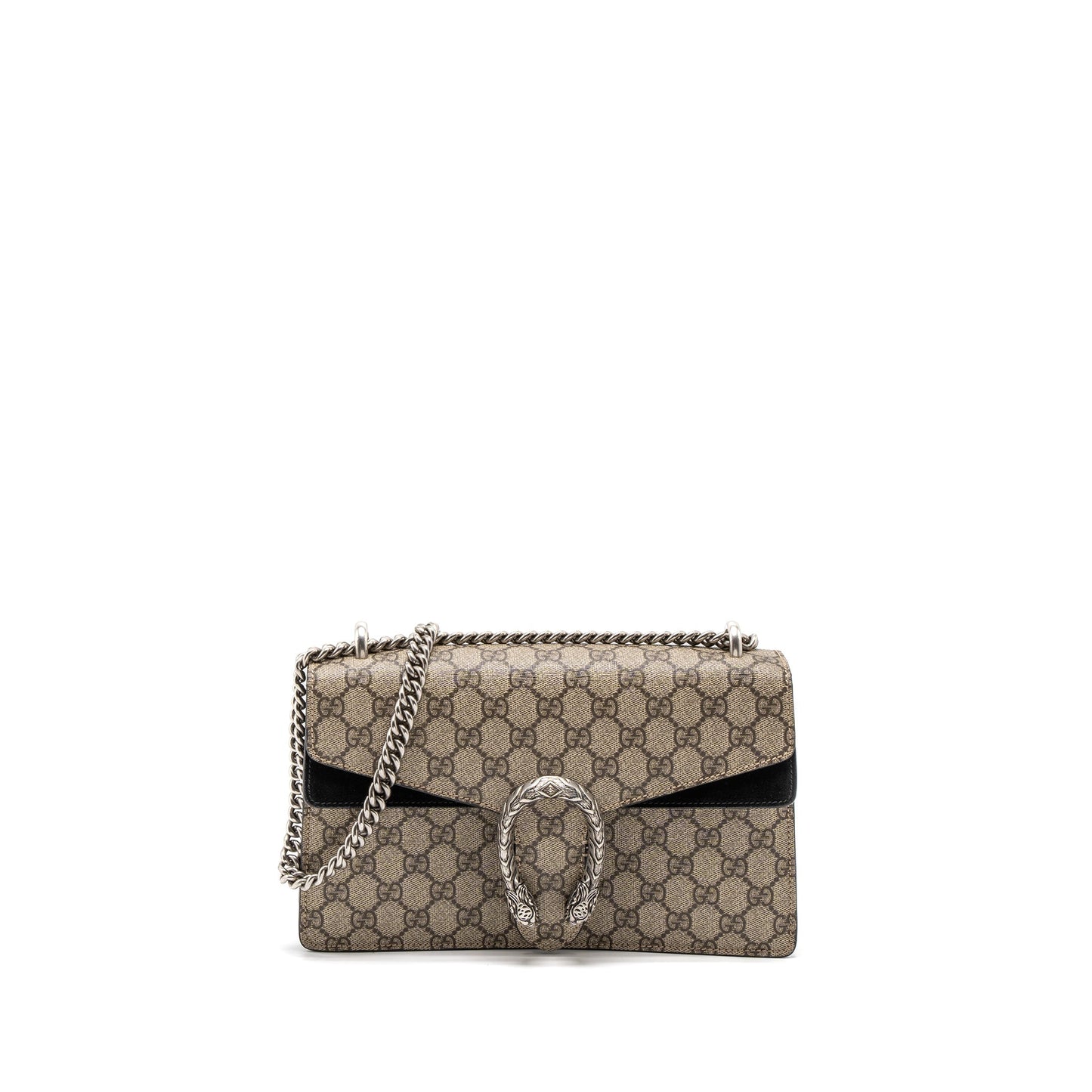Gucci Dionysus Shoulder Bag Supreme Ruthenium Silver Hardware Canvas Black