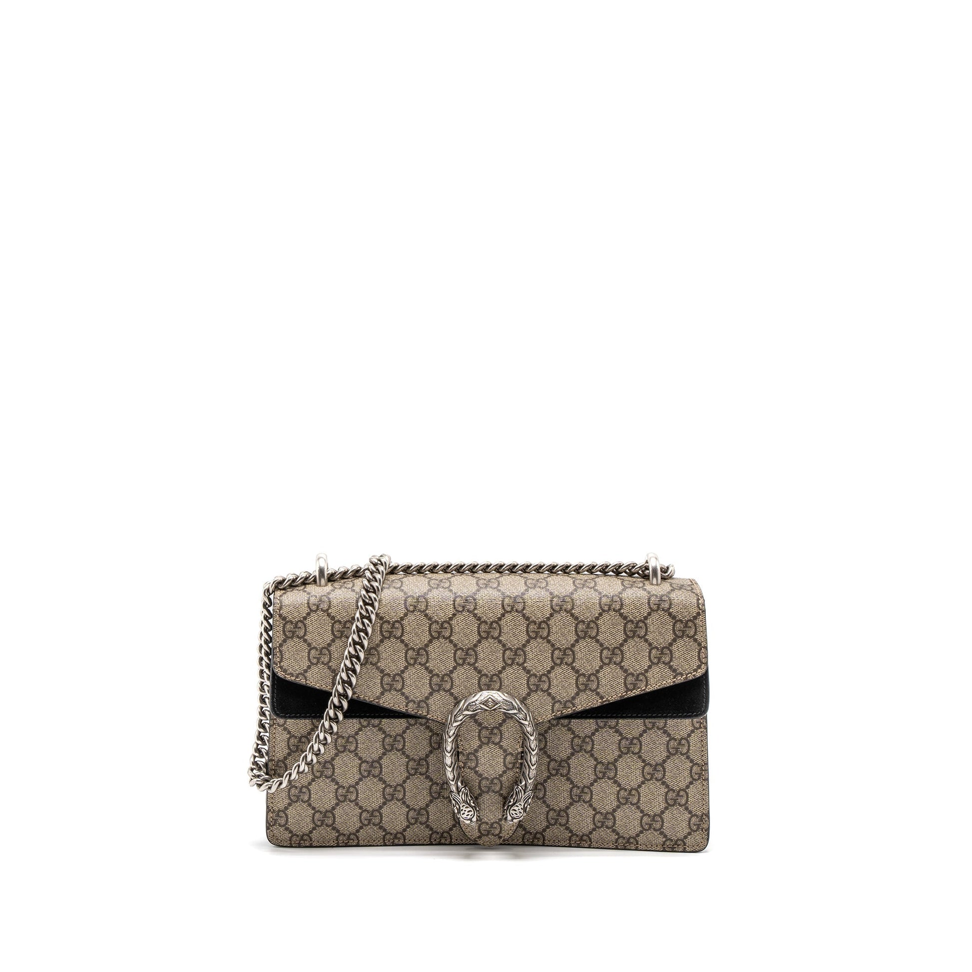Gucci Dionysus Shoulder Bag Supreme Ruthenium Silver Hardware Canvas Black