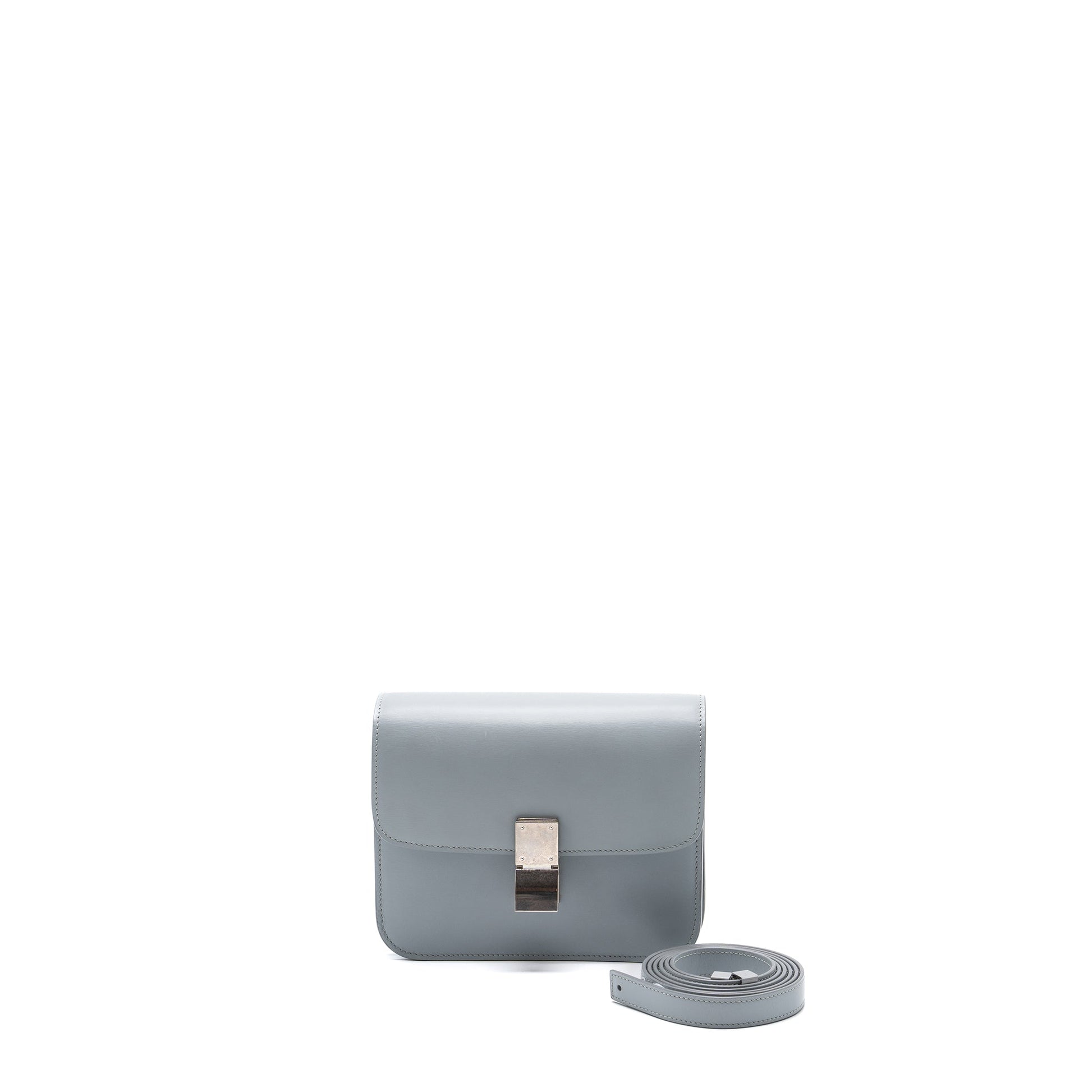 Celine Teen Classic Purse Box Calfskin Light Grey Travel Bag
