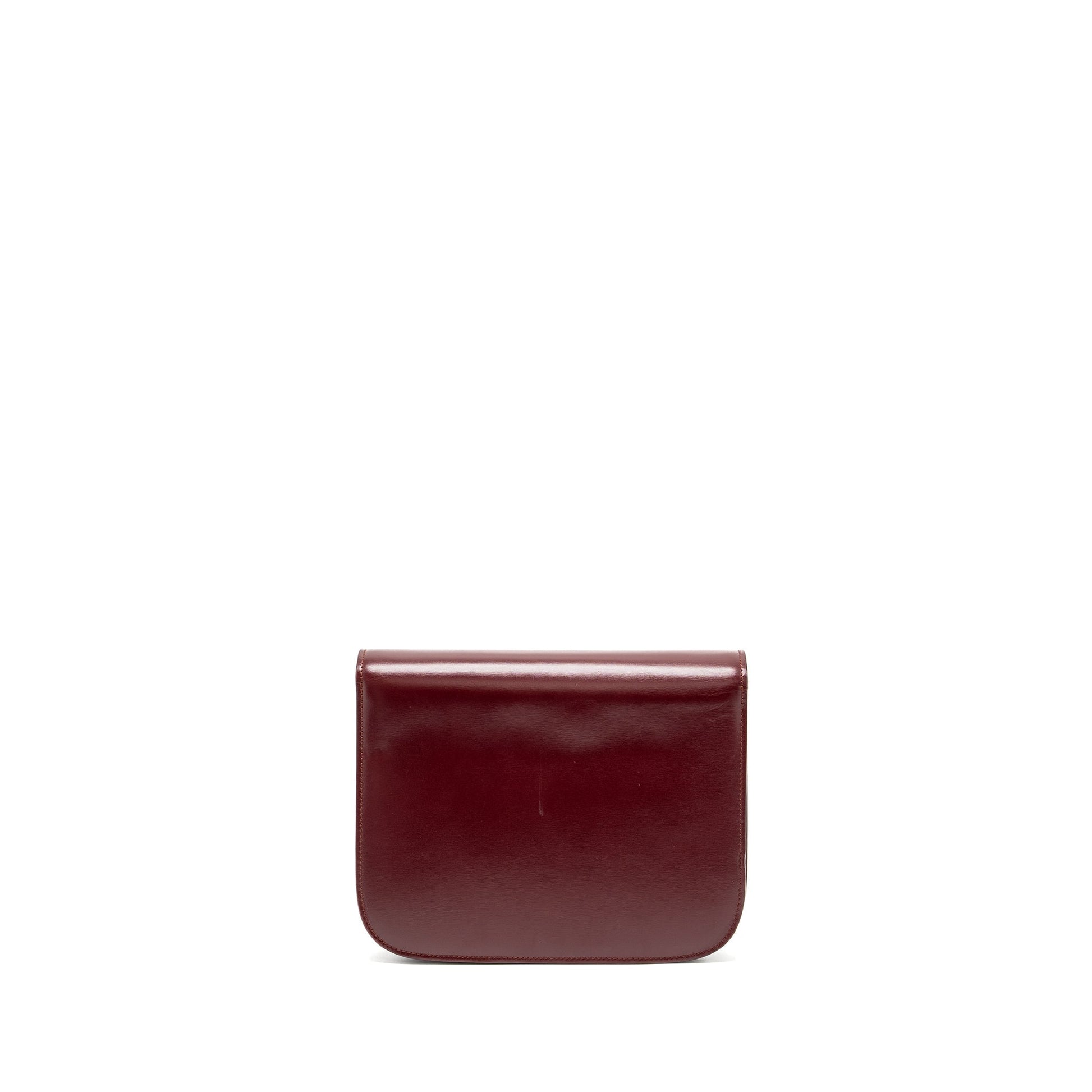 Celine Classic Box Purse Calfskin Dark Handbag Red Medium Travel Bag