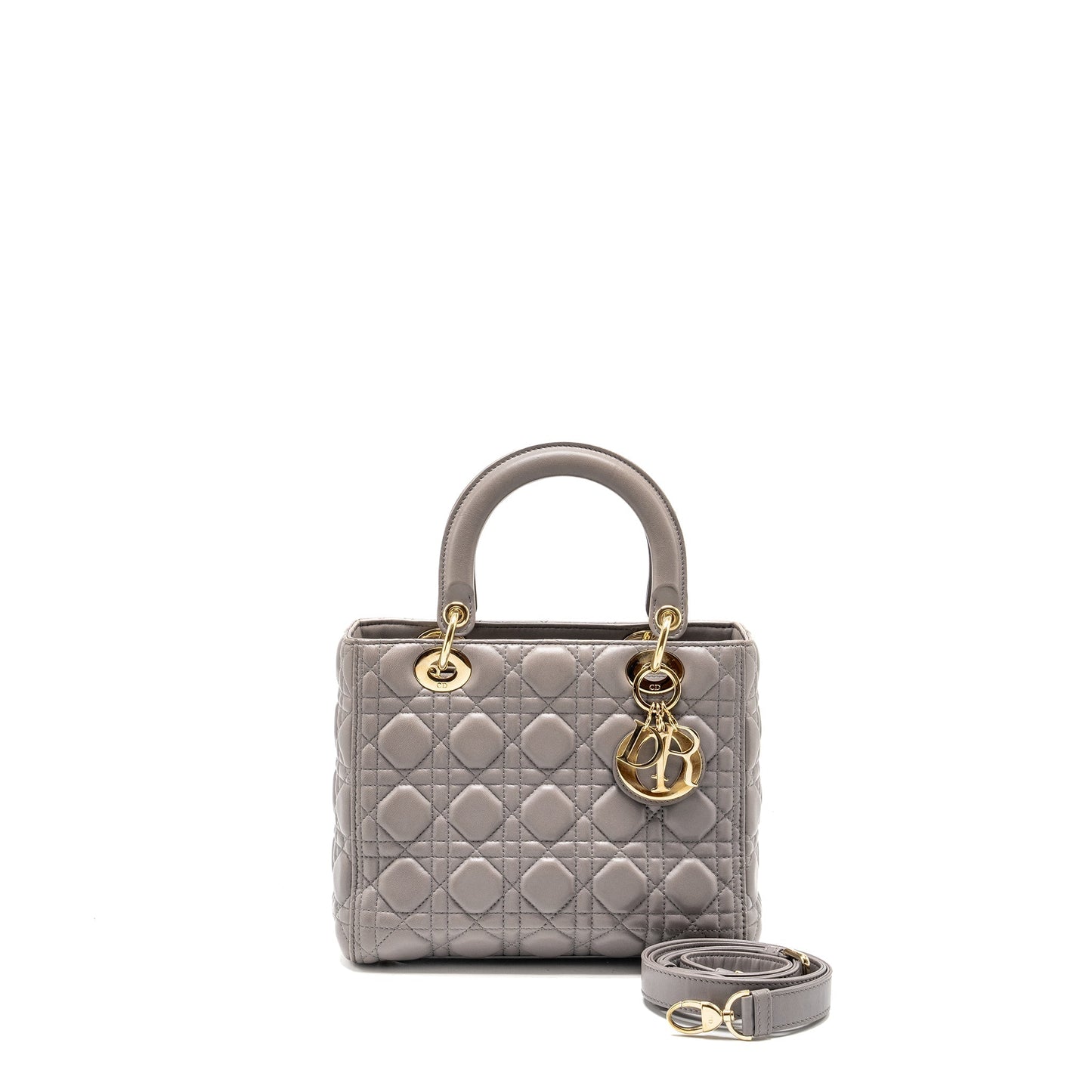 Dior Lady Lambskin Grey Handbag Medium Travel Bag