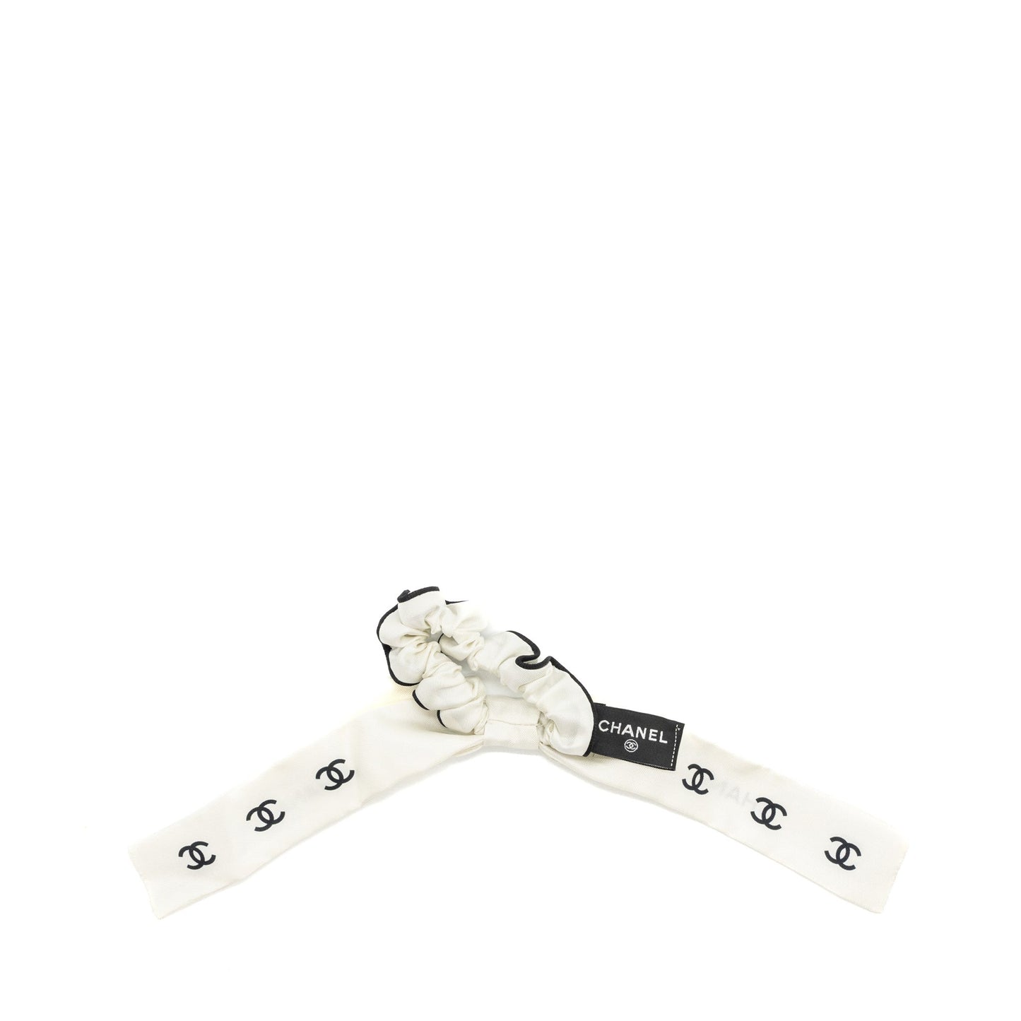 Chanel 23p Hair tie Silk Twill Black White Handbag