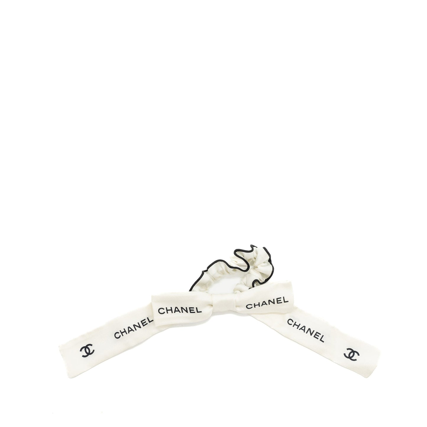 Chanel 23p Hair tie Silk Twill Black White Handbag