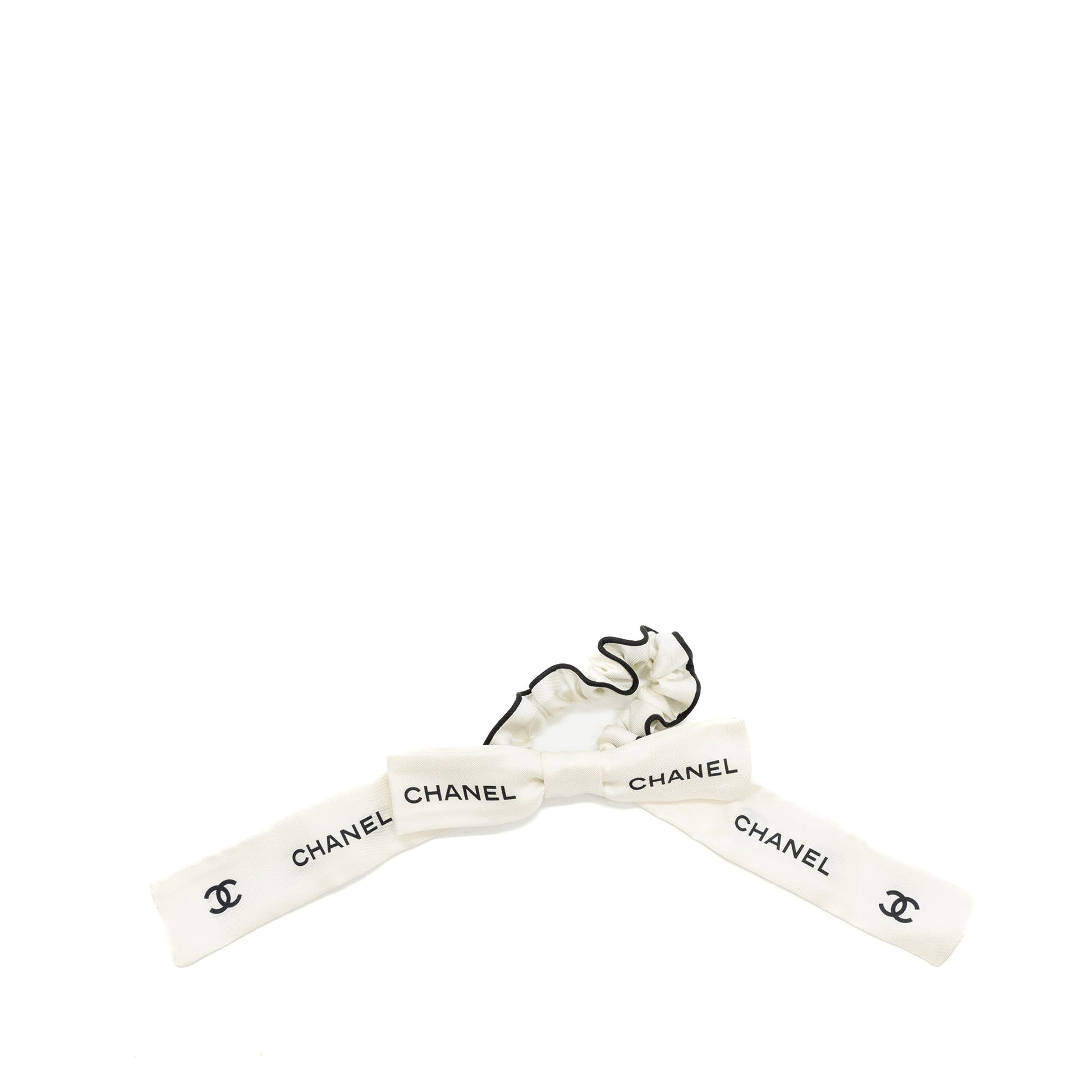 Chanel 23p Hair tie Silk Twill Black White Handbag