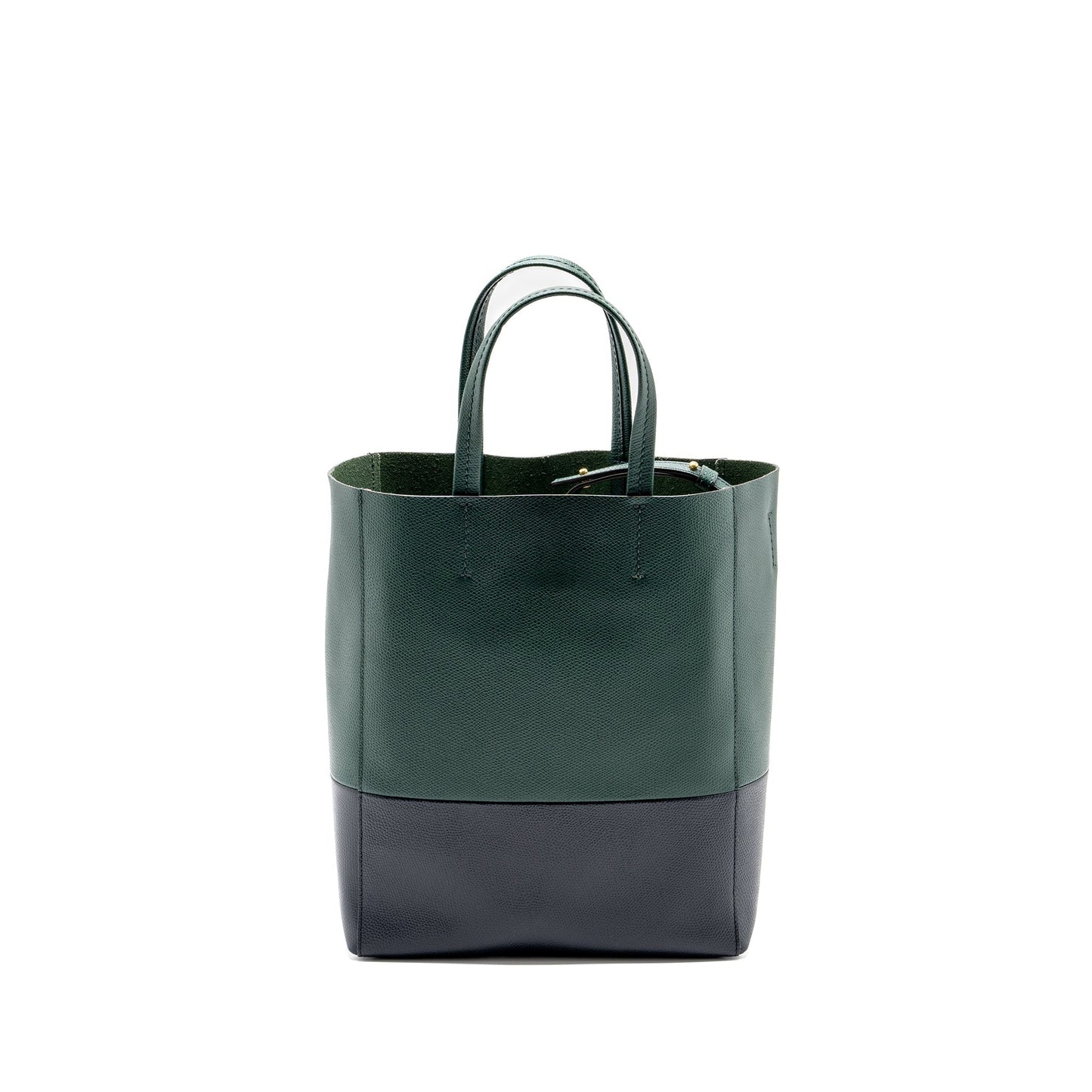 Luxury Vertical Cabas Calfskin Navy Handbag Green Travel Bag