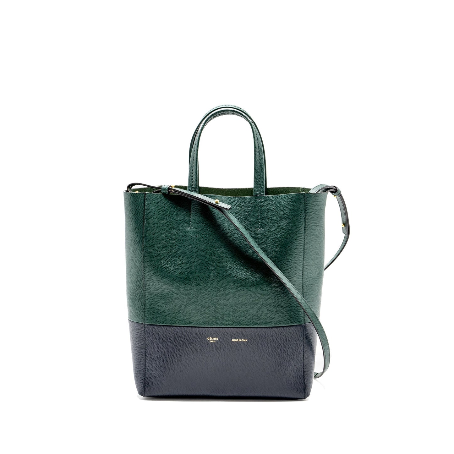 Luxury Vertical Cabas Calfskin Navy Handbag Green Travel Bag