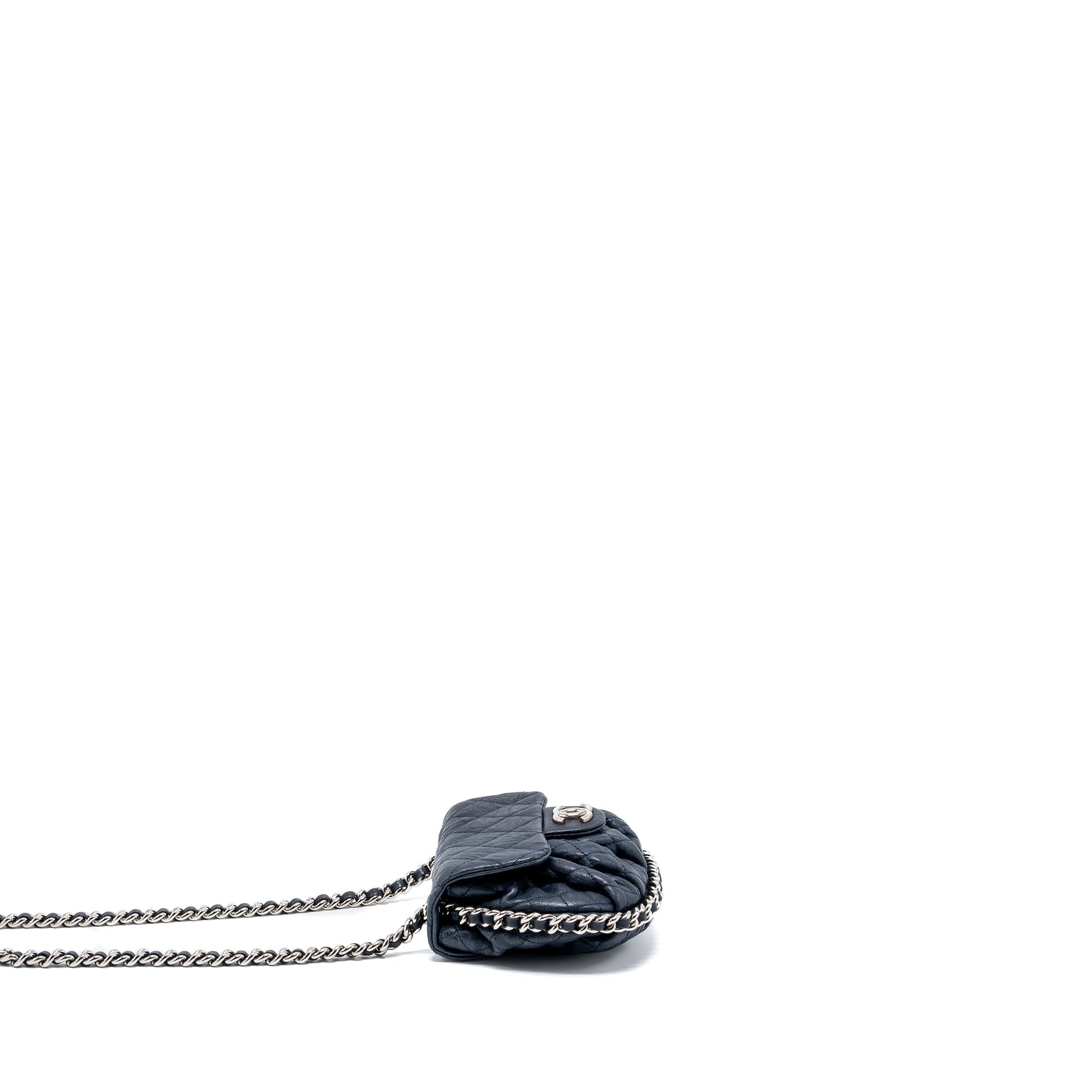 Chanel Round Flap Aged Calfskin Navy SHW Shoulder Bag