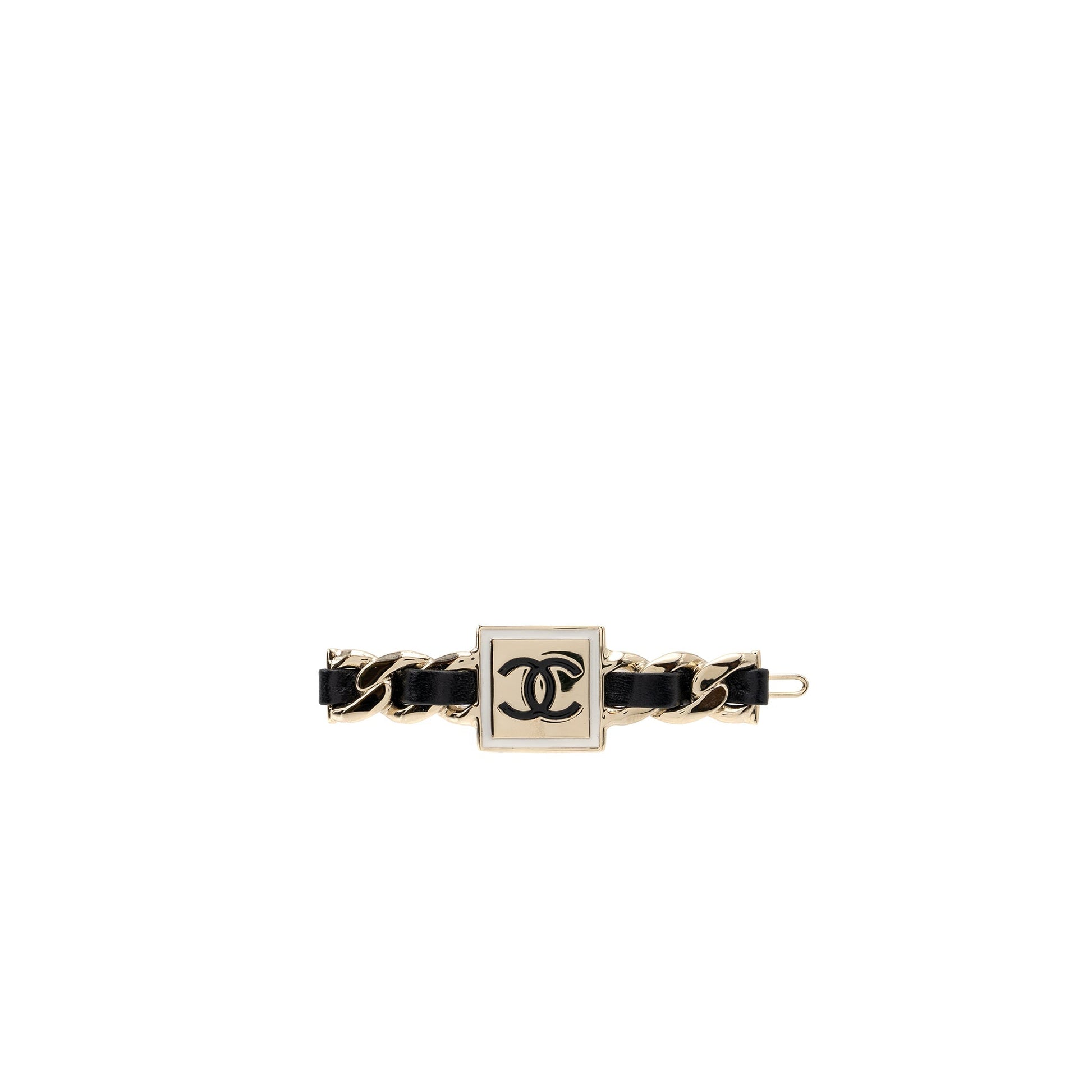 Chanel square CC logo hair clip light Black Gold Handbag