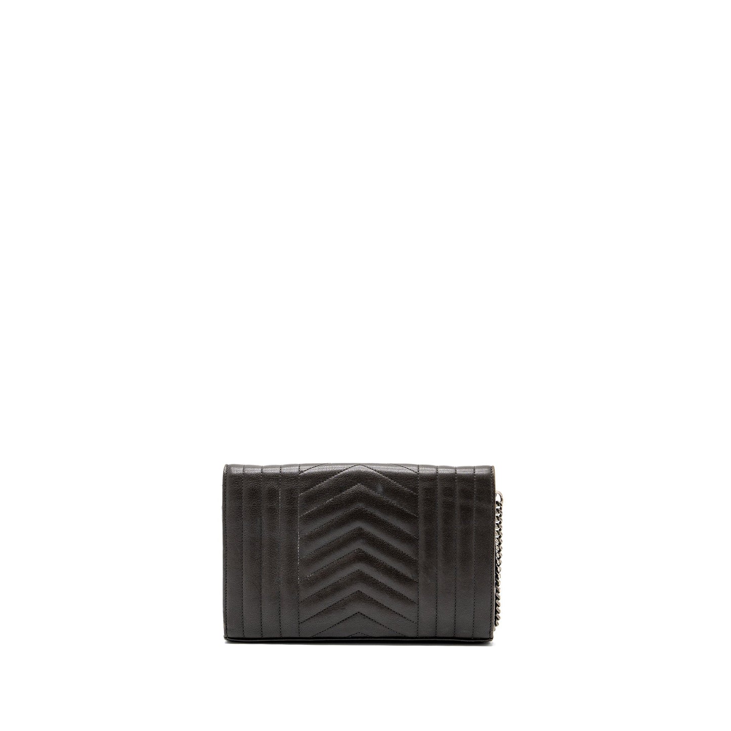 YSL Saint Laurent Envelop Purse Calfskin Dark Grey Travel Bag Chain
