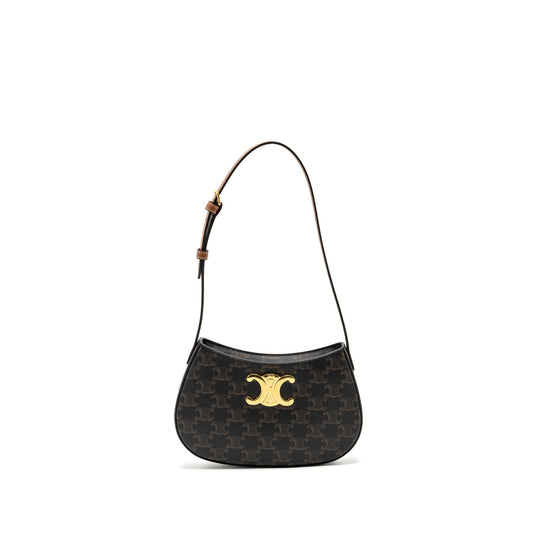 Celine Tilly Purse In Triomphe Calfskin Handbag Canvas Tan Travel Bag