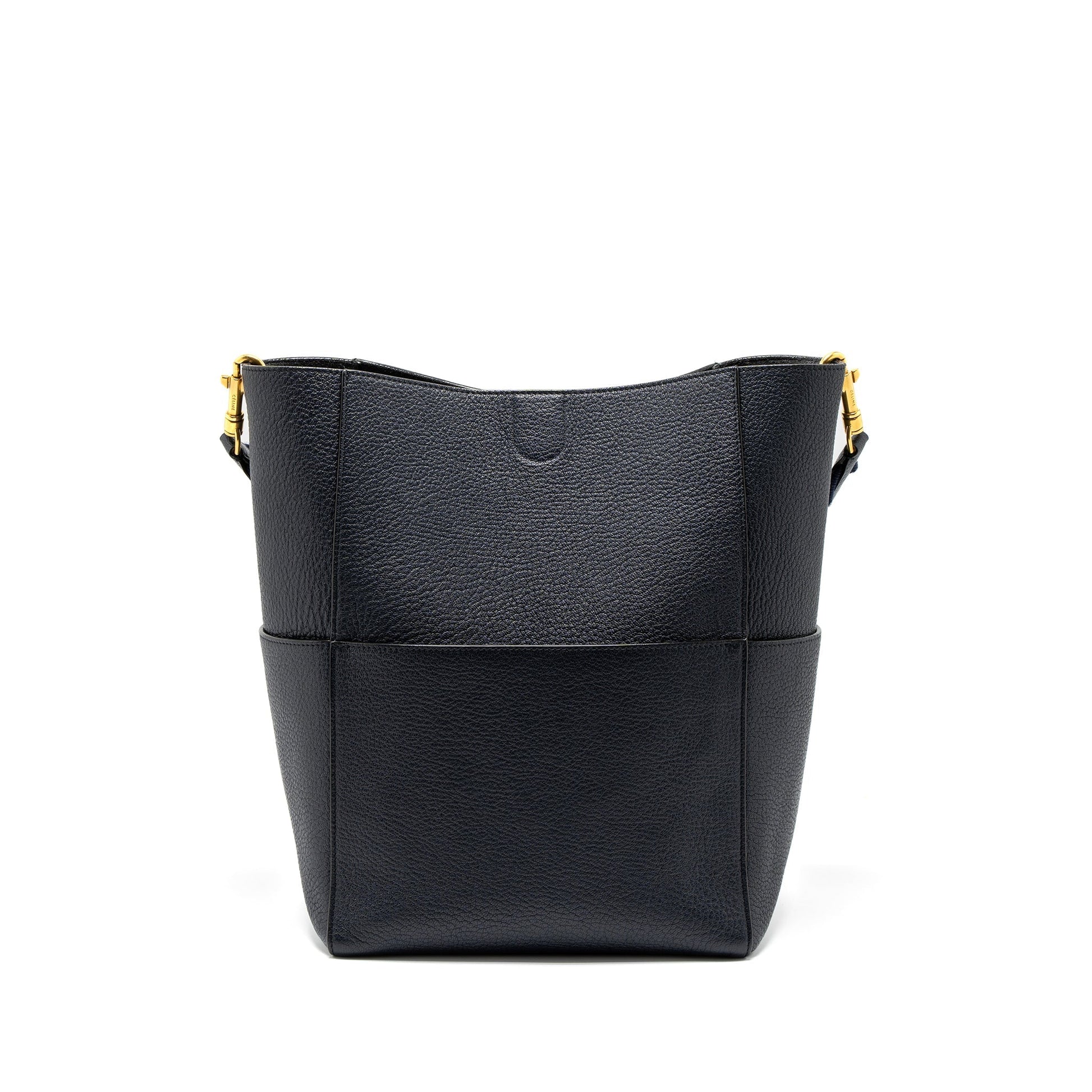 Celine Sangle Purse Calfskin Navy Handbag Bucket Bucket Bag