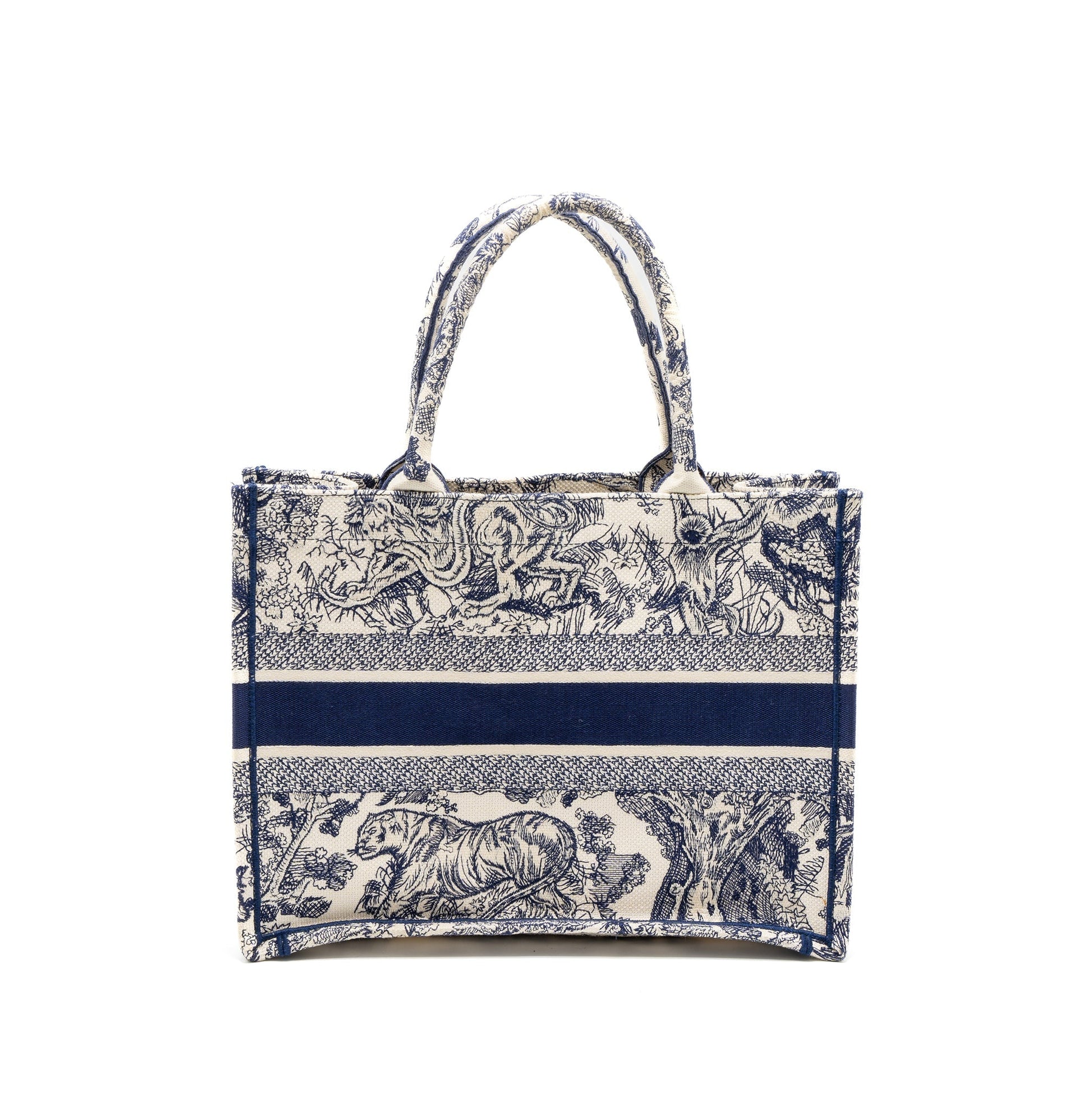 Dior Book Tote Toile De Jouy Embroidery Handbag Blue Medium Tote Bag