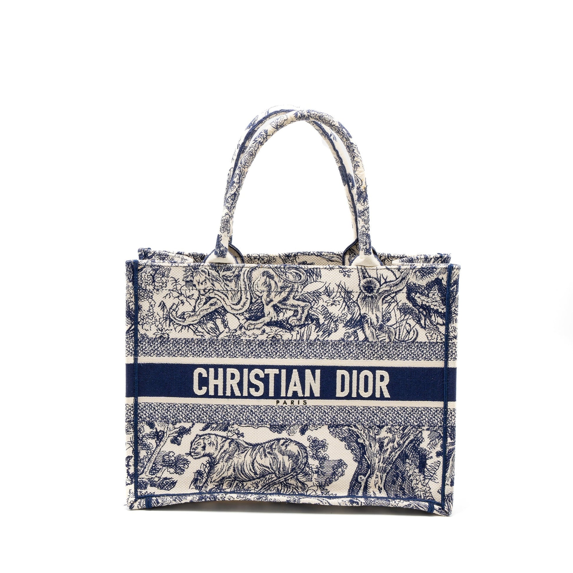 Dior Book Tote Toile De Jouy Embroidery Handbag Blue Medium Tote Bag
