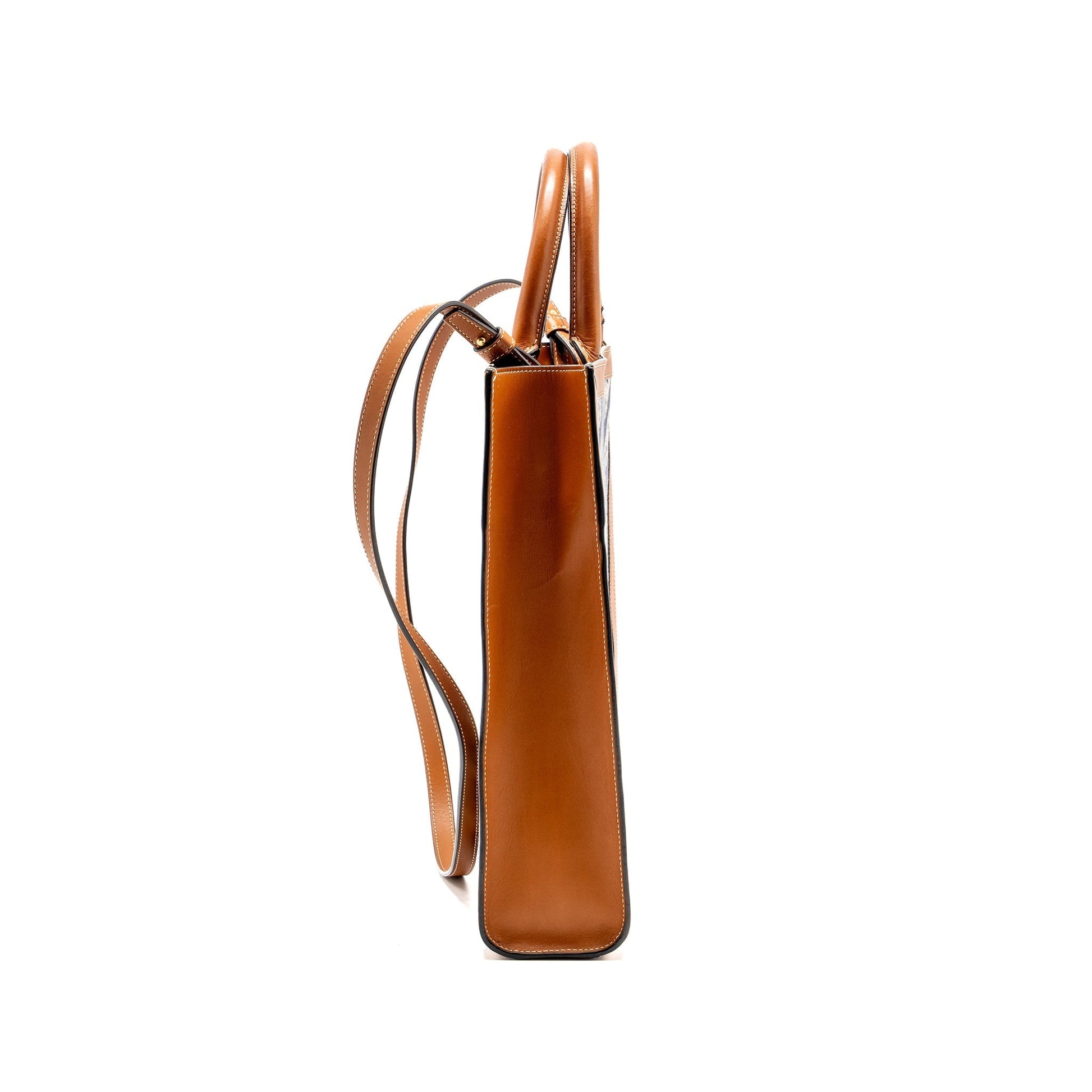 Luxury Vertical Cabas Tote In Triomphe Navy Leather Denim Tote Bag Tan Handbag