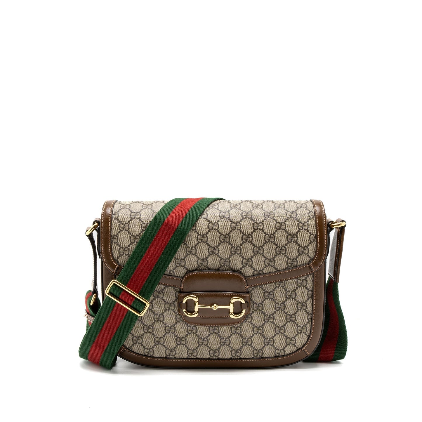 Gucci Horsebit Shoulder Bag Supreme Ebony Canvas Beige