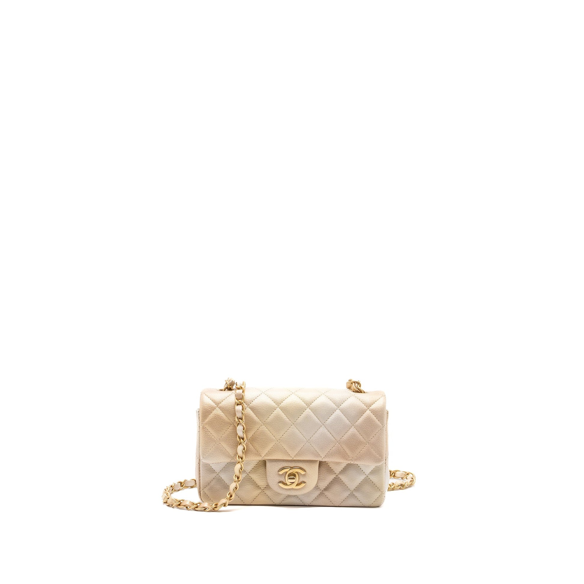 Chanel 22C Rectangular Flap Goatskin OmbrÃ© Brushed Beige Shoulder Bag