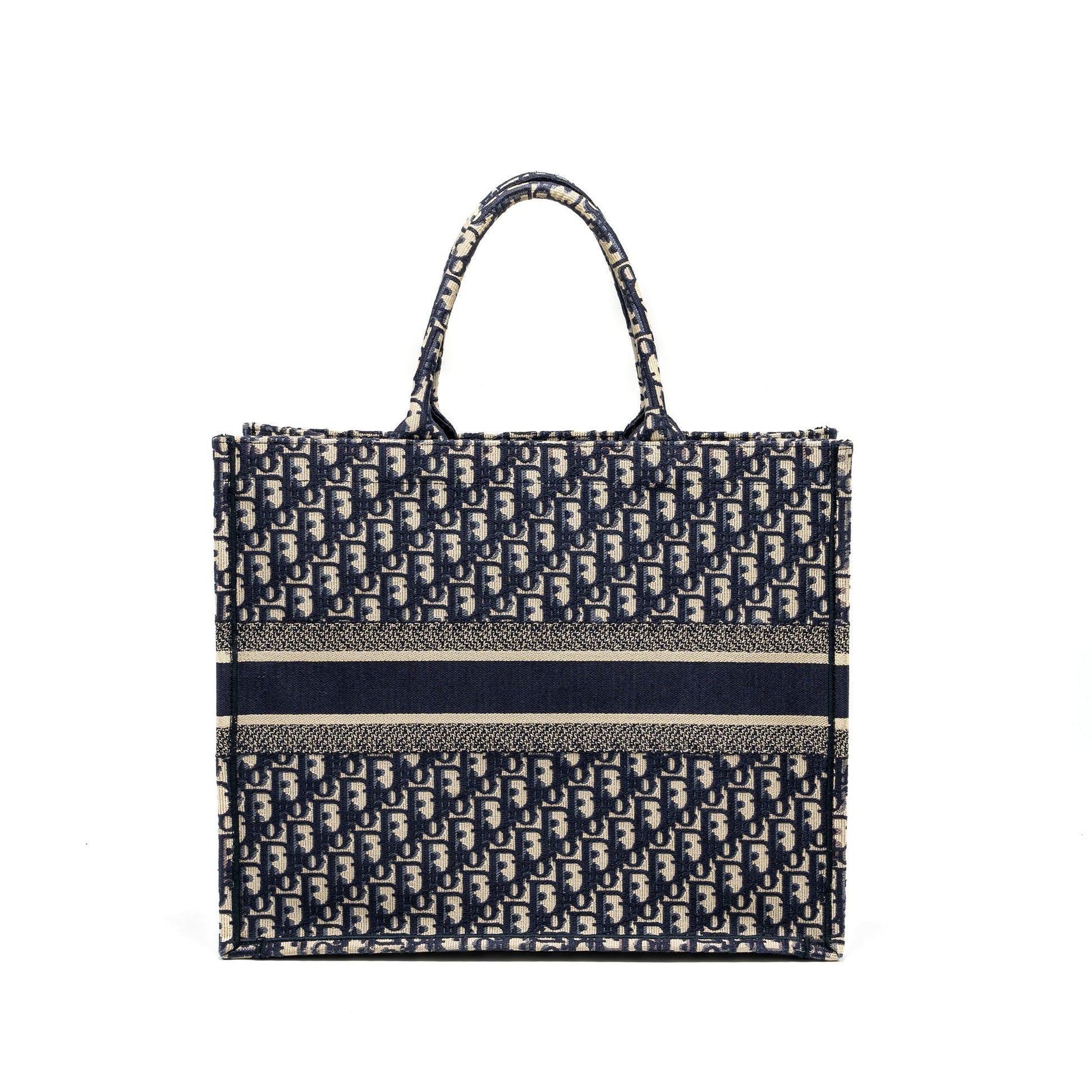 Dior Book Tote Oblique Embroidery Handbag Blue Large Tote Bag