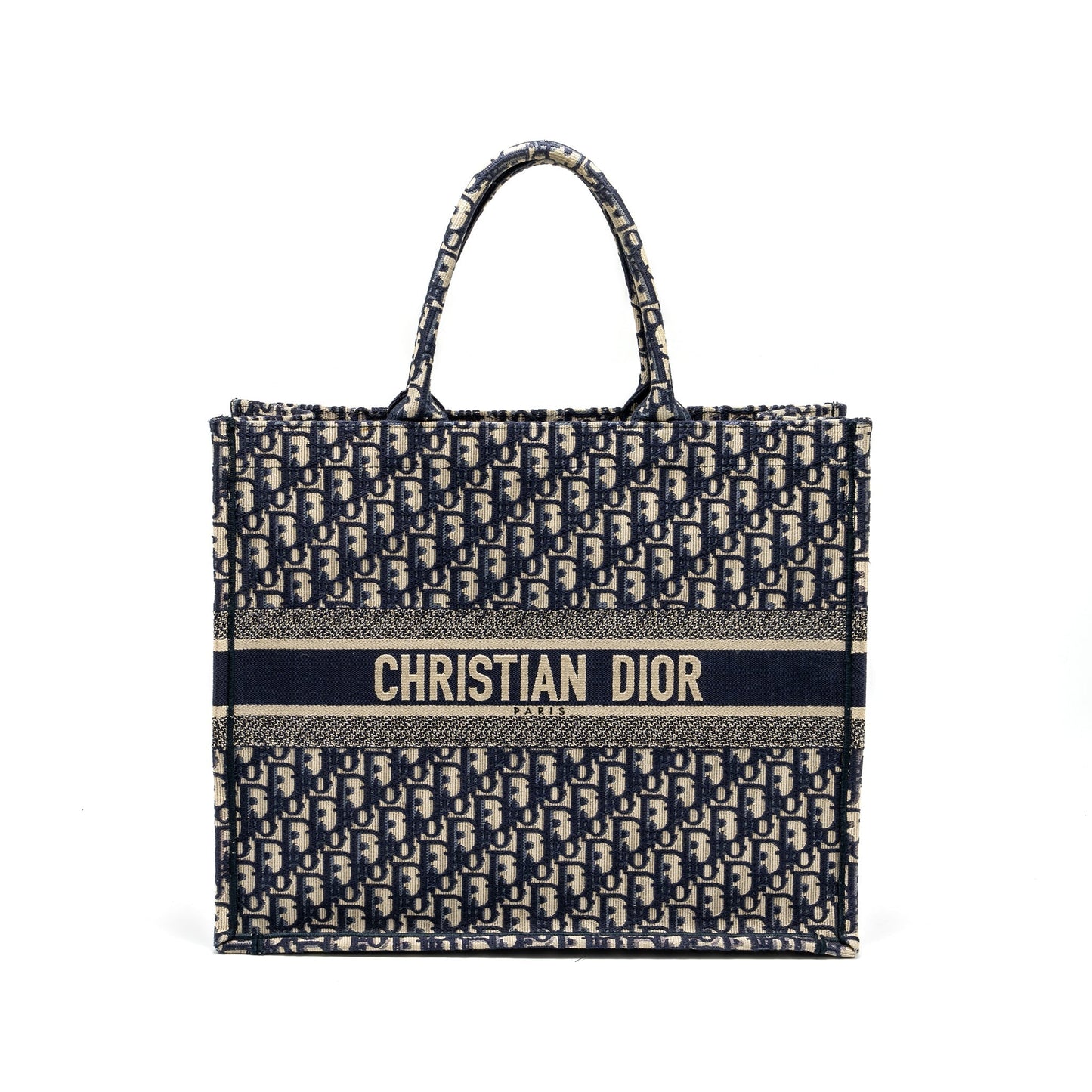 Dior Book Tote Oblique Embroidery Handbag Blue Large Tote Bag
