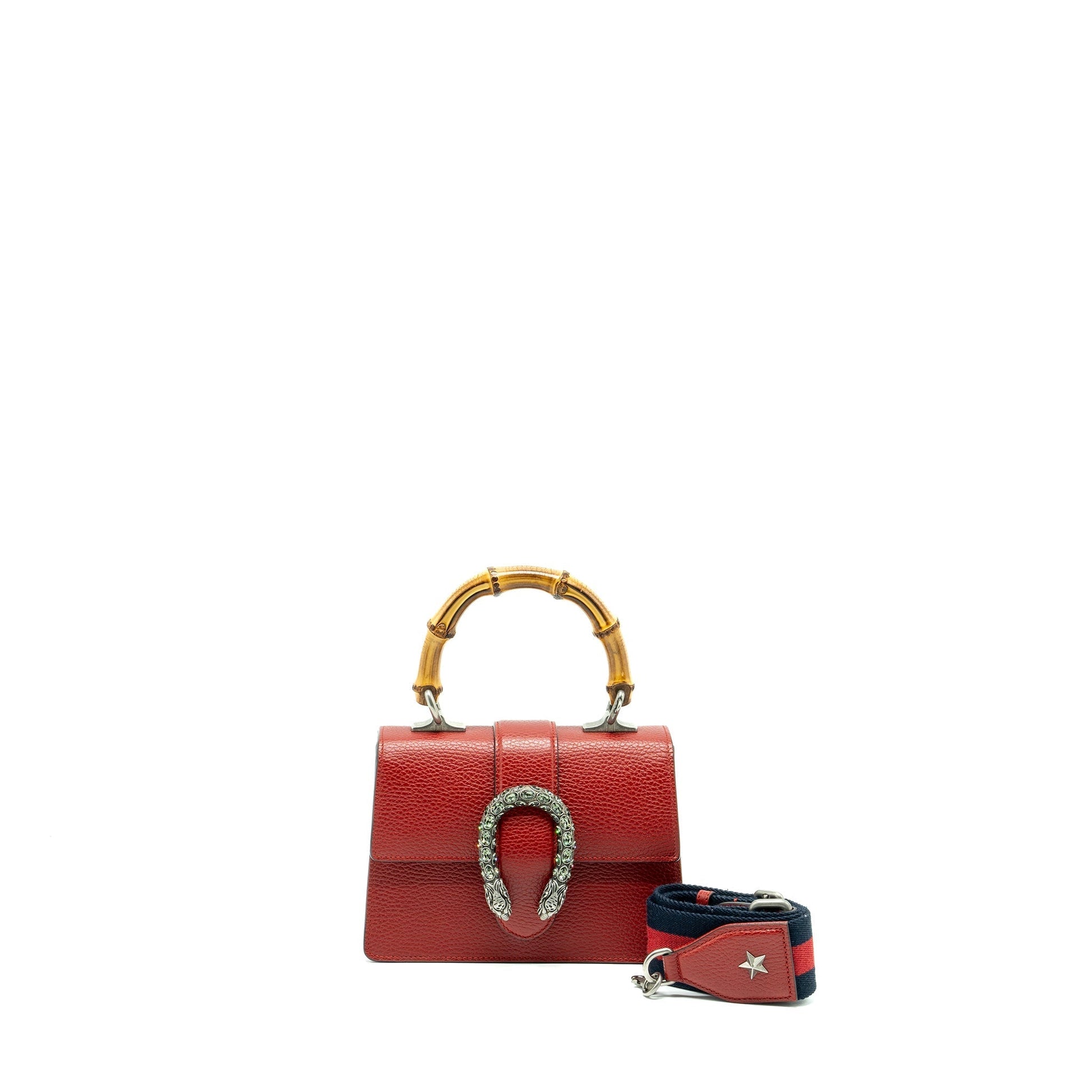 Gucci Dionysus Bamboo Handle Bag Calfskin Shw Red Small Travel Bag