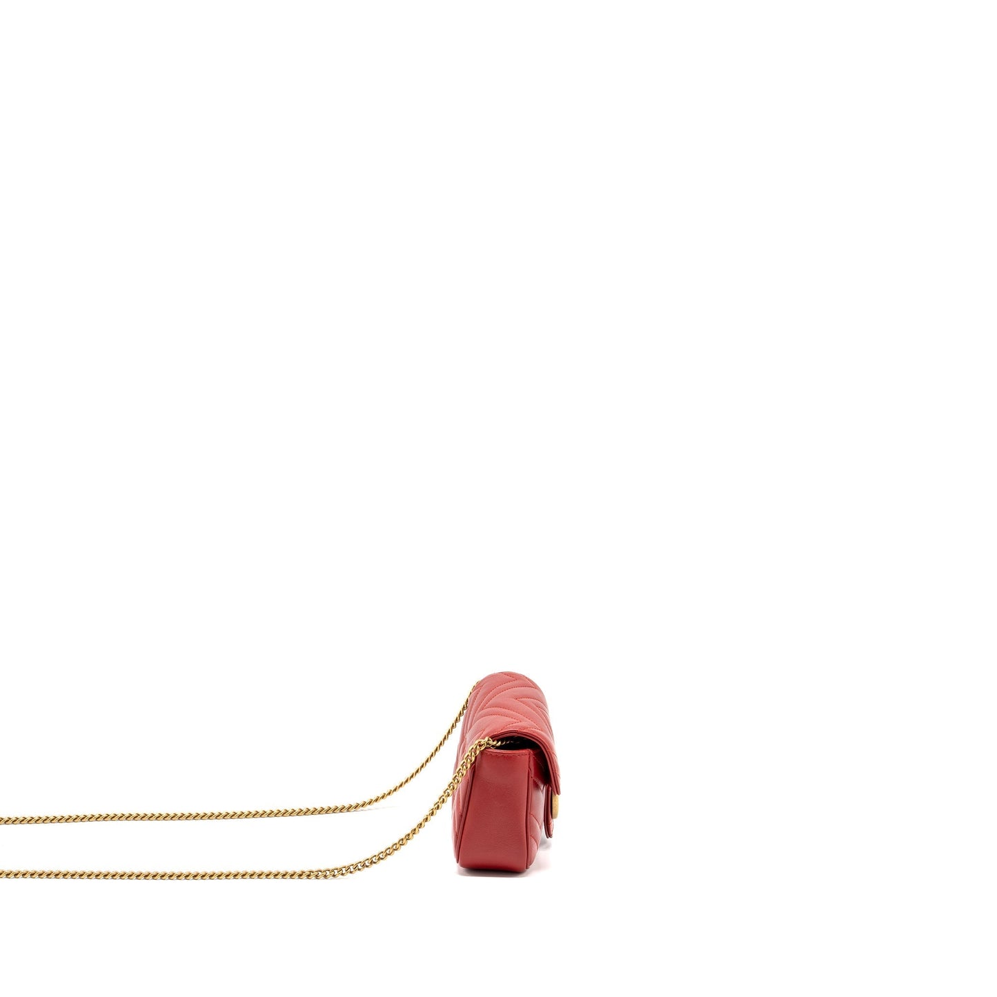 Gucci Super Marmont Calfskin Handbag Red Mini Travel Bag