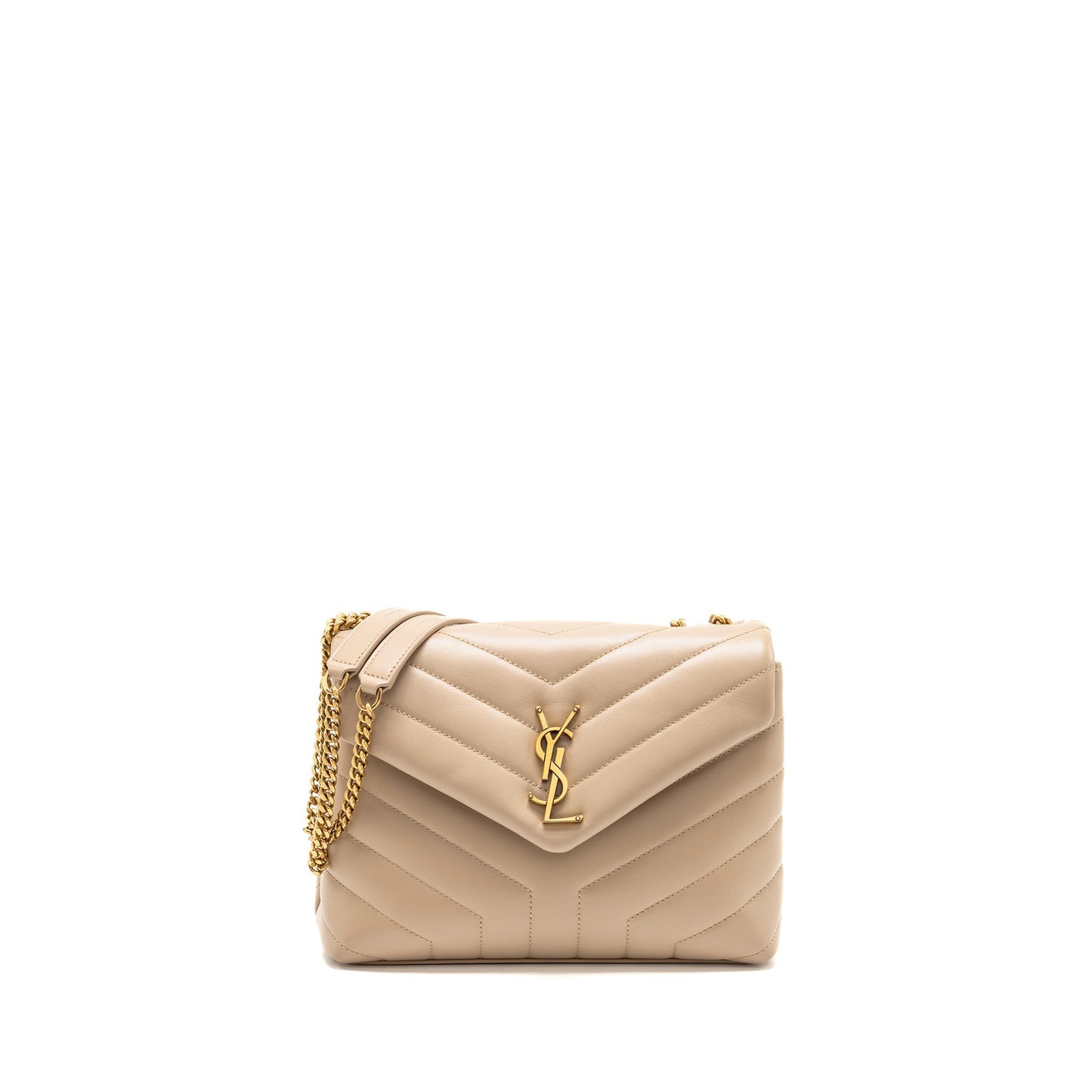 YSL Saint Laurent Lou Lou Purse Calfskin Shoulder Bag Beige Mini