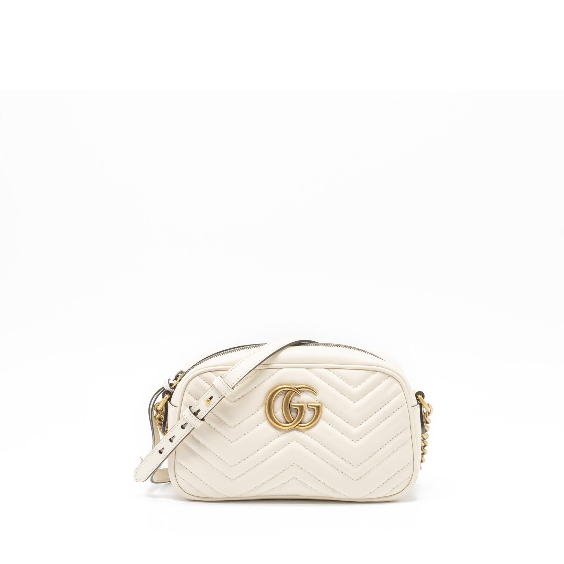 Gucci Marmont Camera Shoulder Bag Calfskin White
