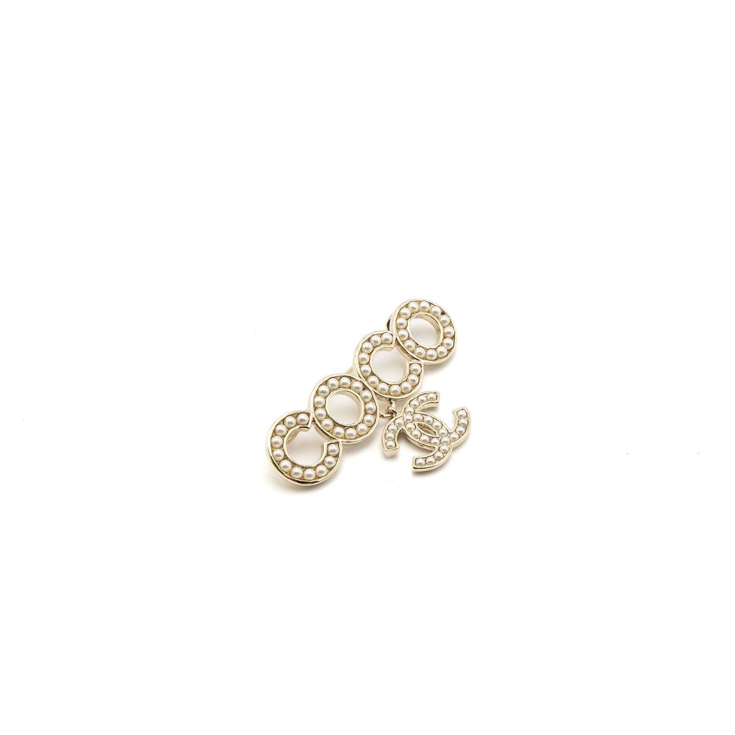 Chanel Coco Logo Brooch Pearl Light Tone Gold Handbag
