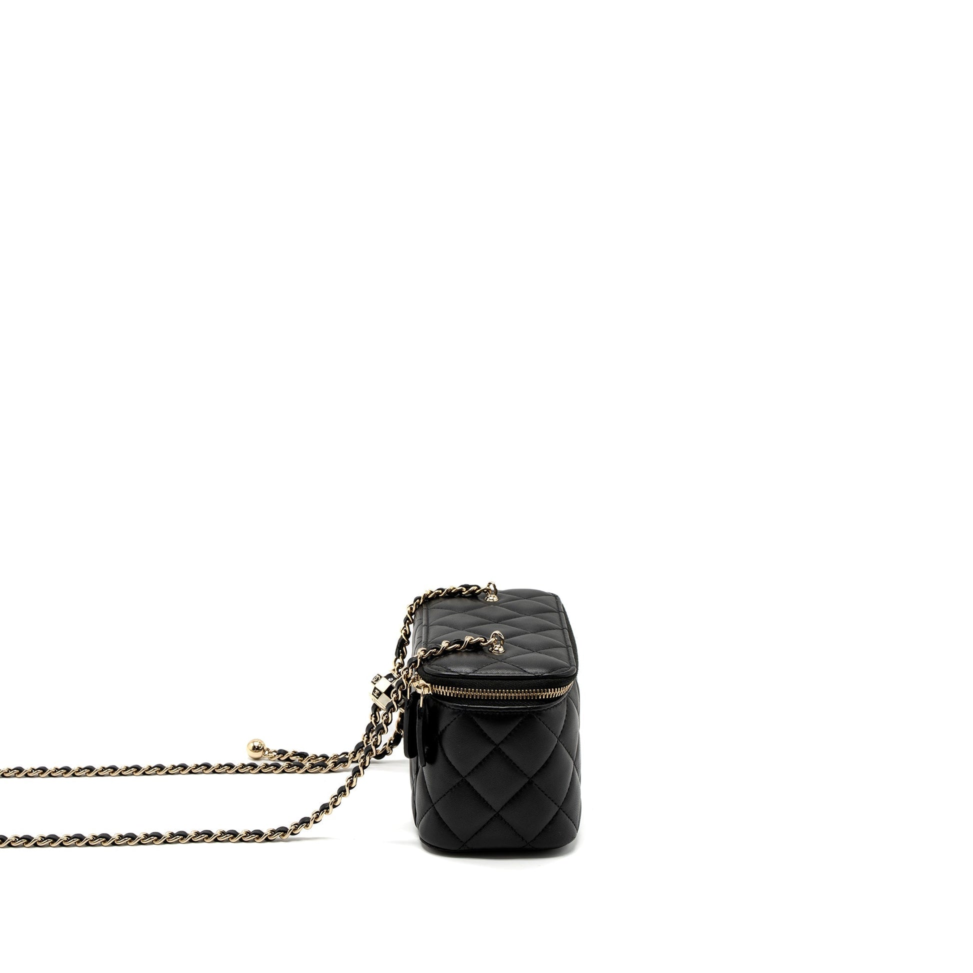 Chanel 23C Pearl Crush Long Vanity Lambskin Black Handbag Lghw Microchip