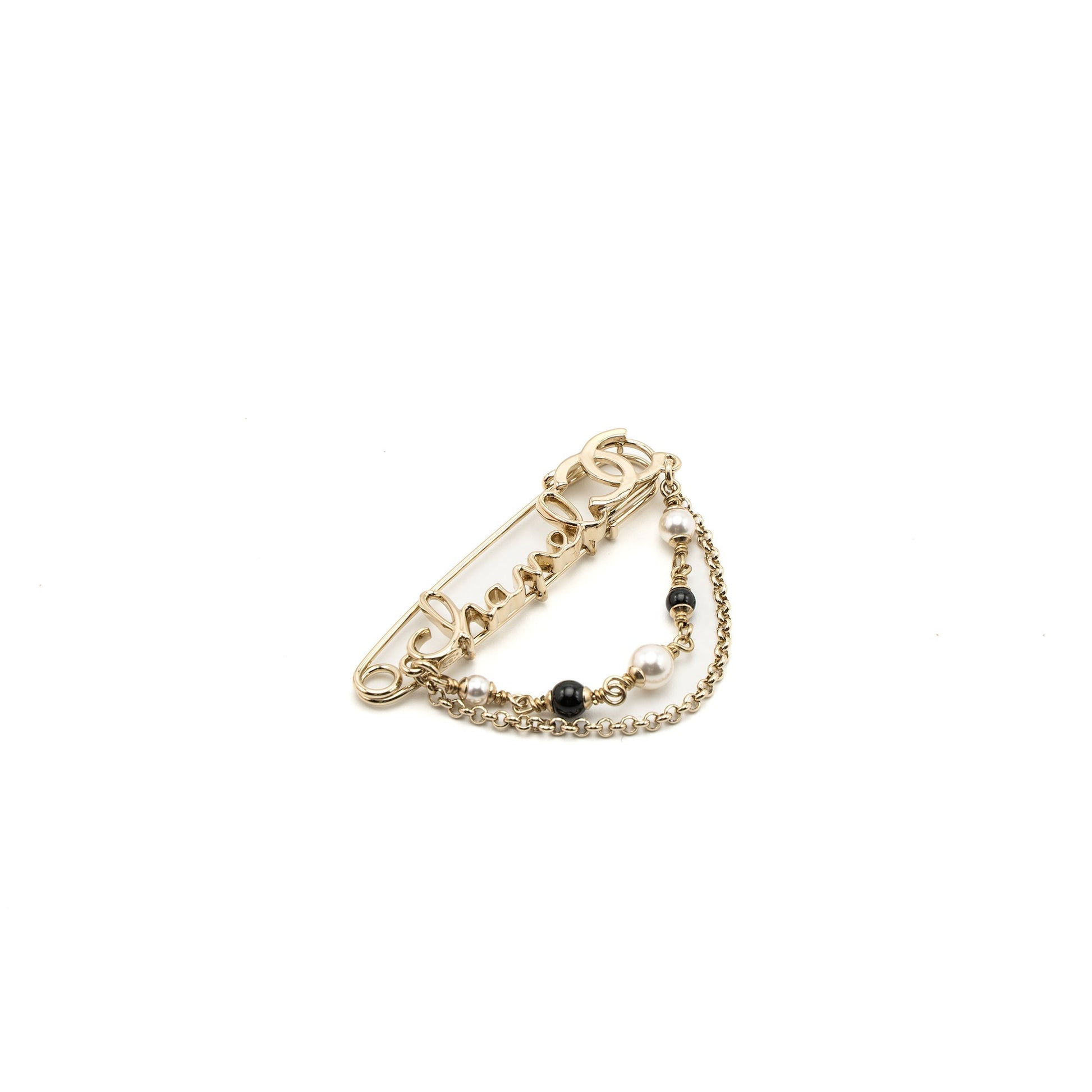 Chanel Pearl Drop Brooch Light Tone Gold Handbag