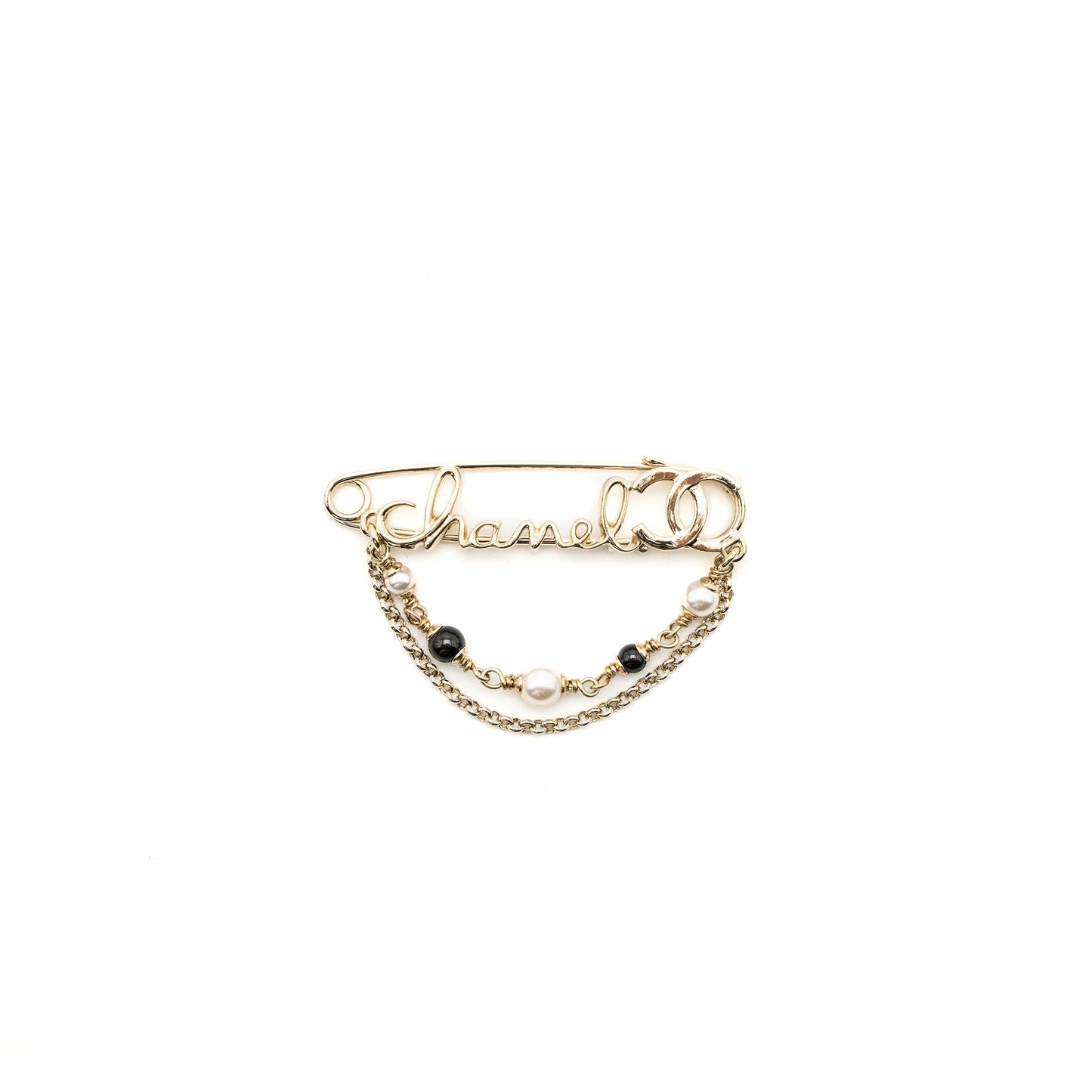 Chanel Pearl Drop Brooch Light Tone Gold Handbag