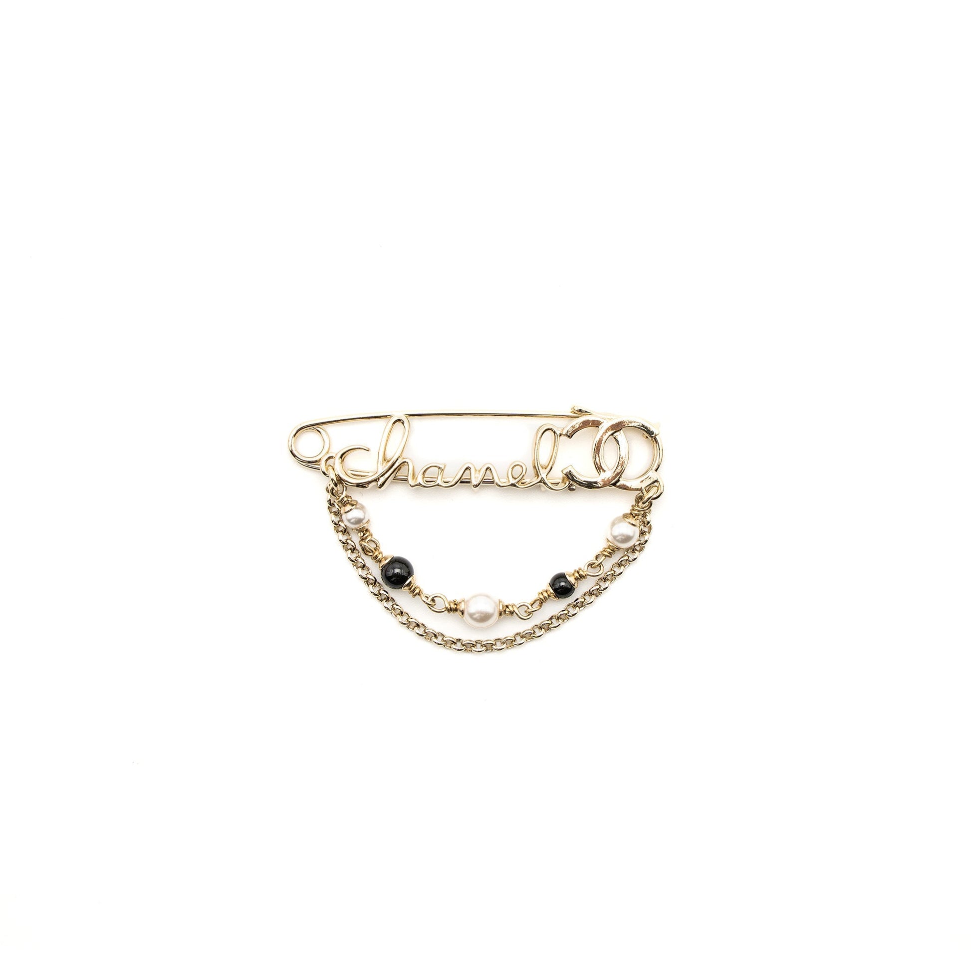 Chanel Pearl Drop Brooch Light Tone Gold Handbag