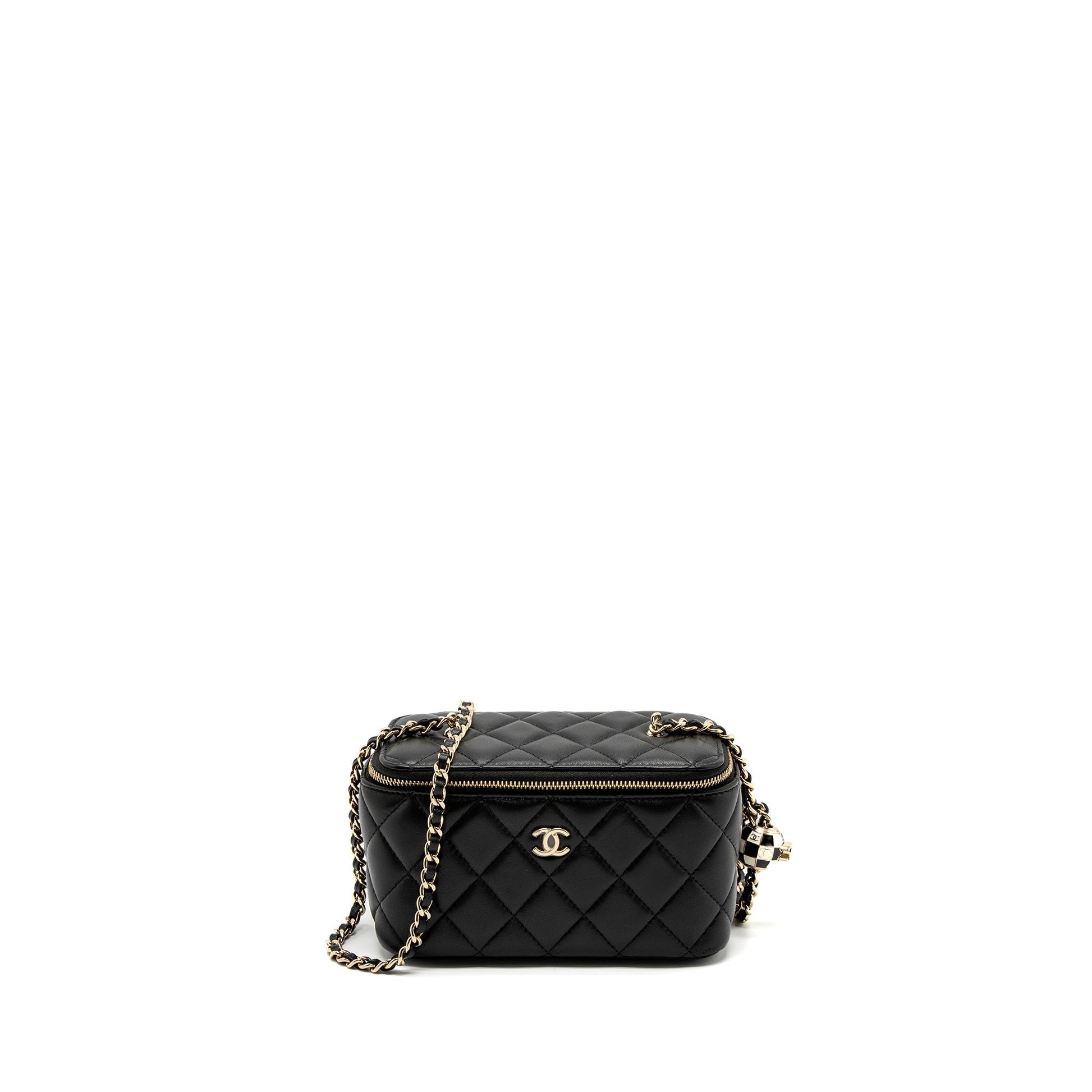 Chanel 23C Pearl Crush Long Vanity Lambskin Black Handbag Lghw Microchip