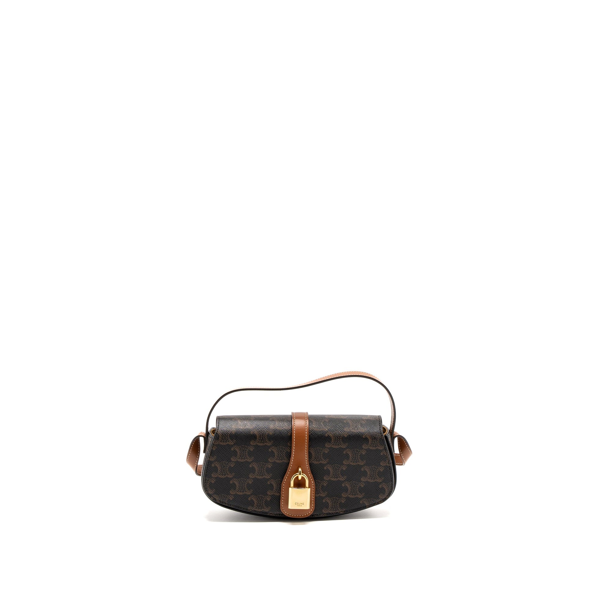Celine Clutch On Strap Tabou Calfskin Triomphe Handbag Canvas Tan Clutch Bag