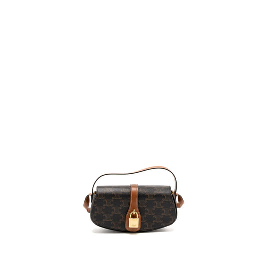 Celine Clutch On Strap Tabou Calfskin Triomphe Handbag Canvas Tan Clutch Bag
