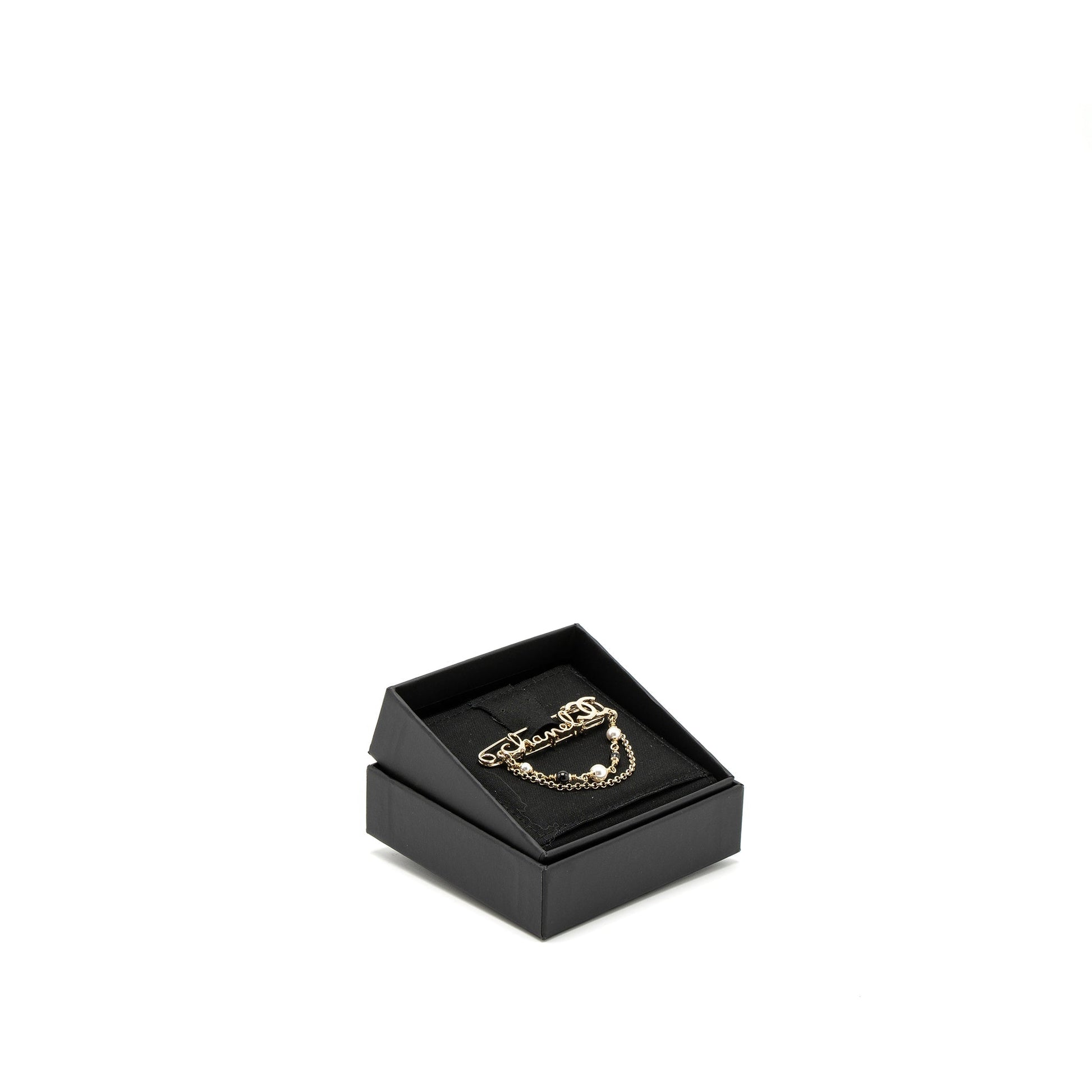 Chanel Pearl Drop Brooch Light Tone Gold Handbag
