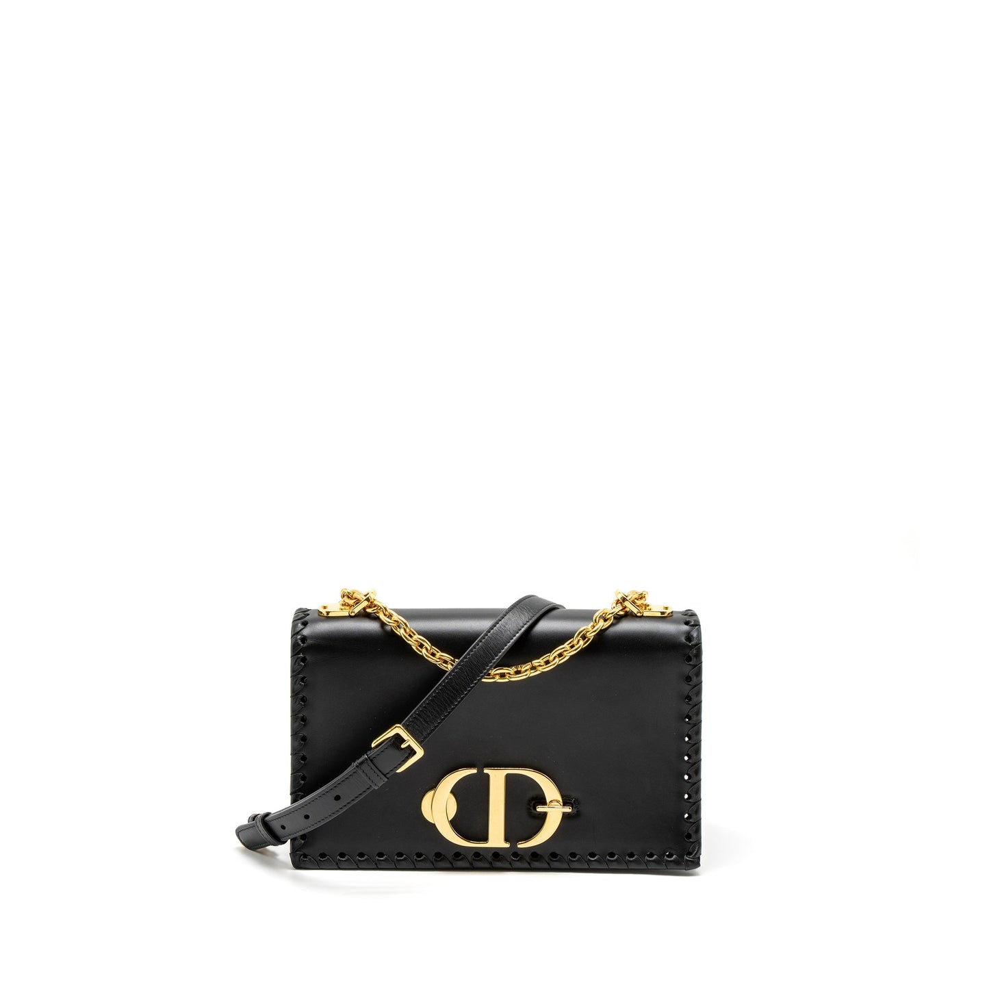 Dior Montaigne Purse Calfskin Handbag Black Flap Travel Bag