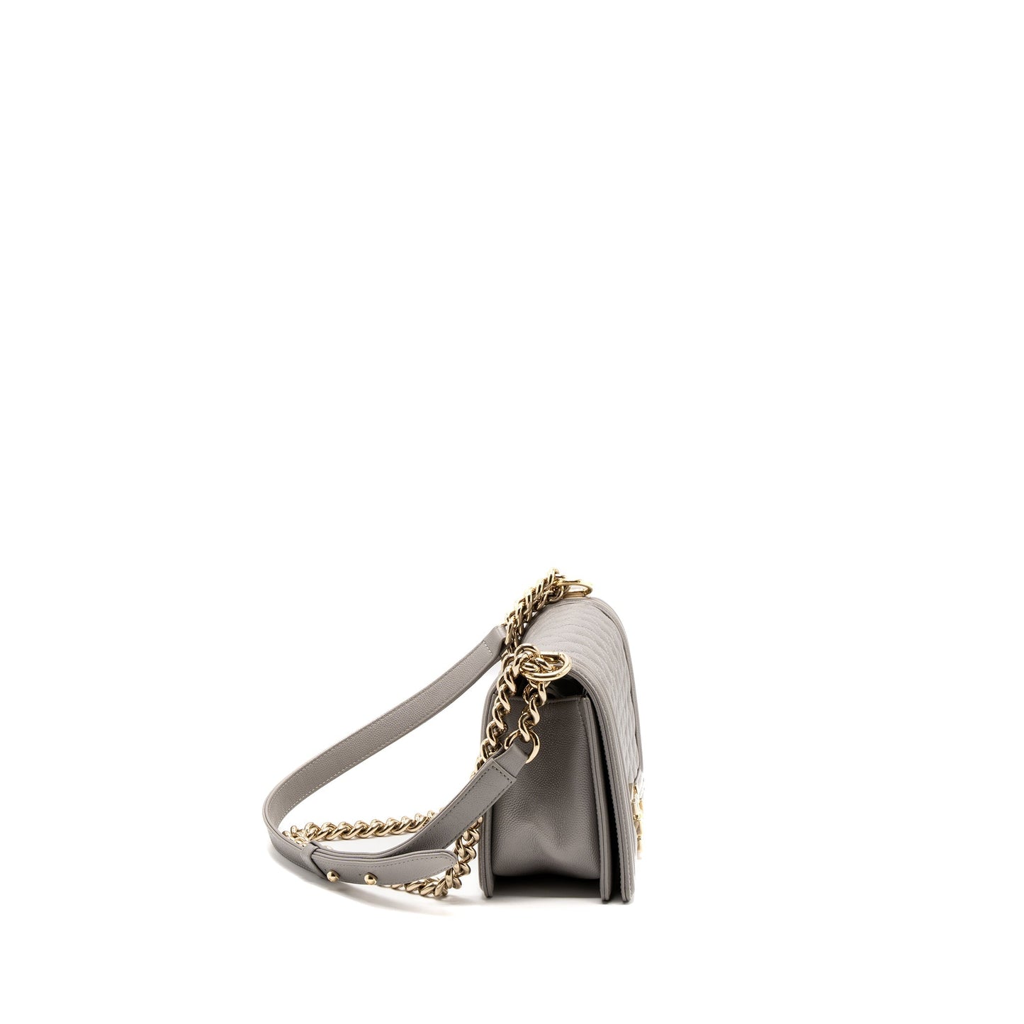 Chanel Boy Caviar Light LGHW Grey Handbag