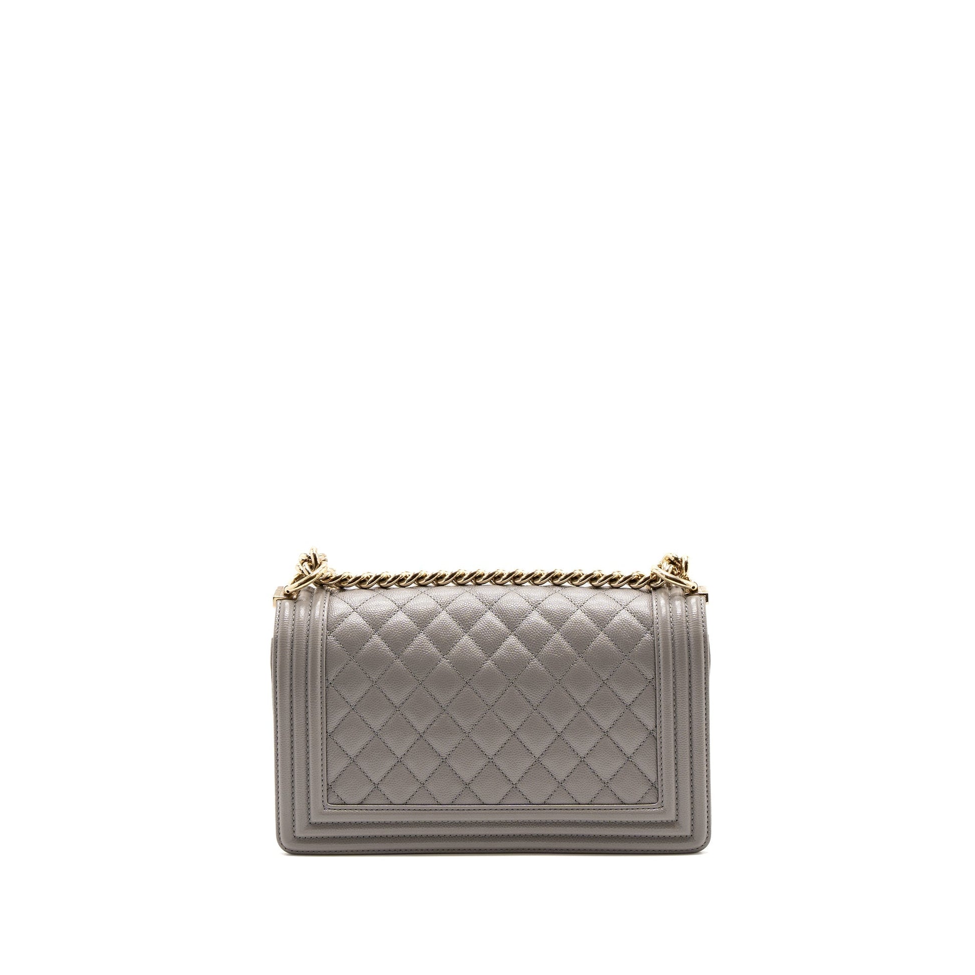 Chanel Boy Caviar Light LGHW Grey Handbag