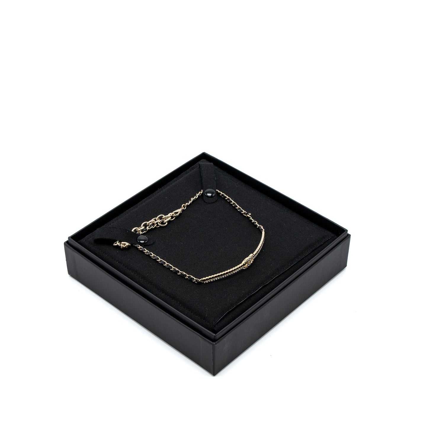 Chanel CC Logo Chocker Crystal Light Tone Gold Leather Handbag