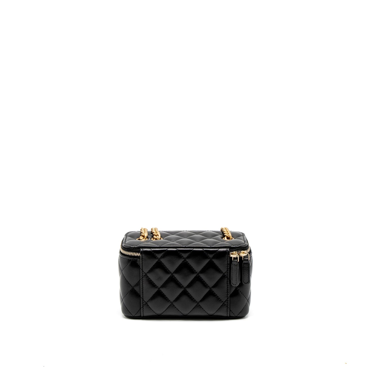 Chanel 22K Pillar Adjustable Long Vanity Lambskin Black Gold Handbag Brushed Ghwmicrochip
