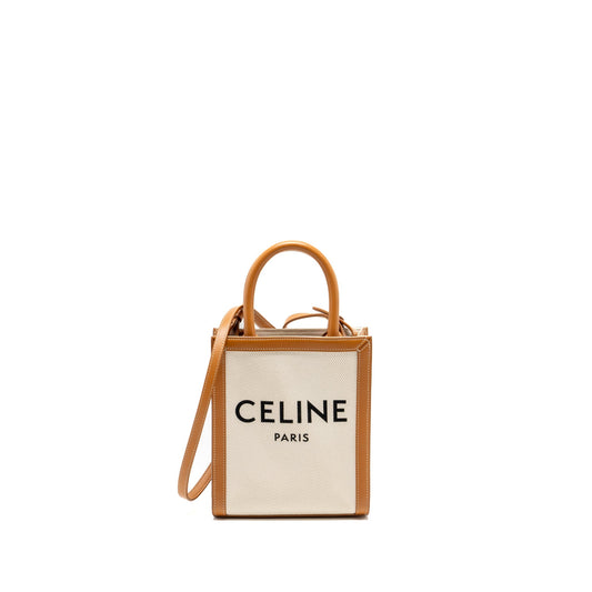 Celine Vertical Cabas Calfskin Multicolour Handbag Canvas Mini Travel Bag