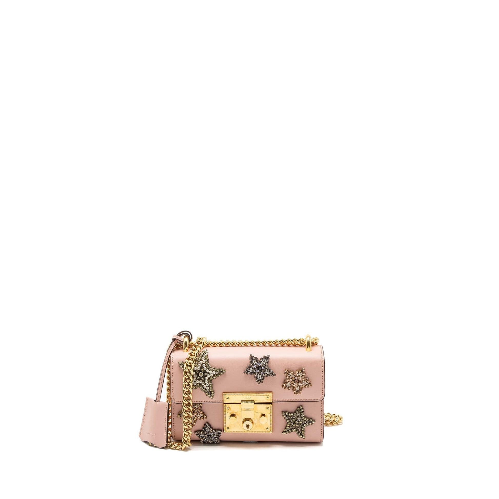 Gucci Padlock Bag Crystal Star Limited Calfskin Pink Chain Travel Bag