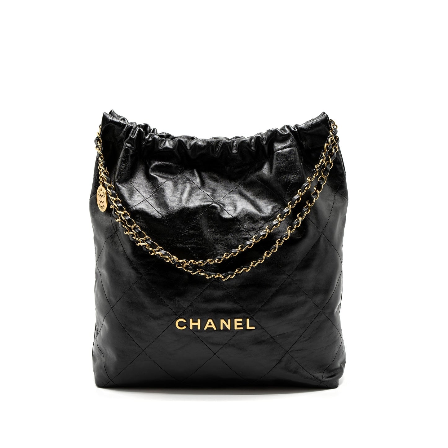 Chanel 22 Shiny Calfskin GHW Microchip Black Handbag 4