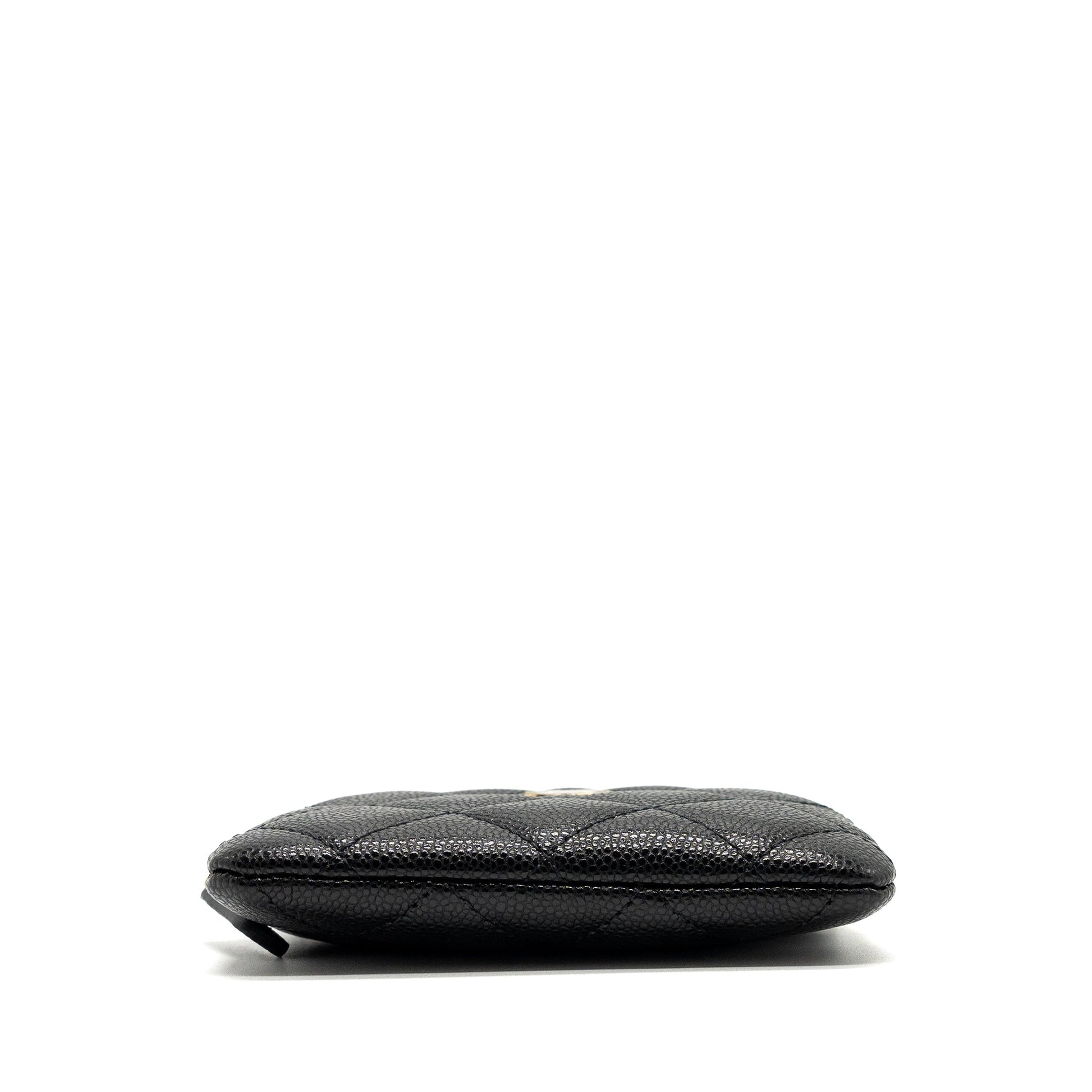 Chanel square zipper card holder caviar LGHW Black Wallet Case