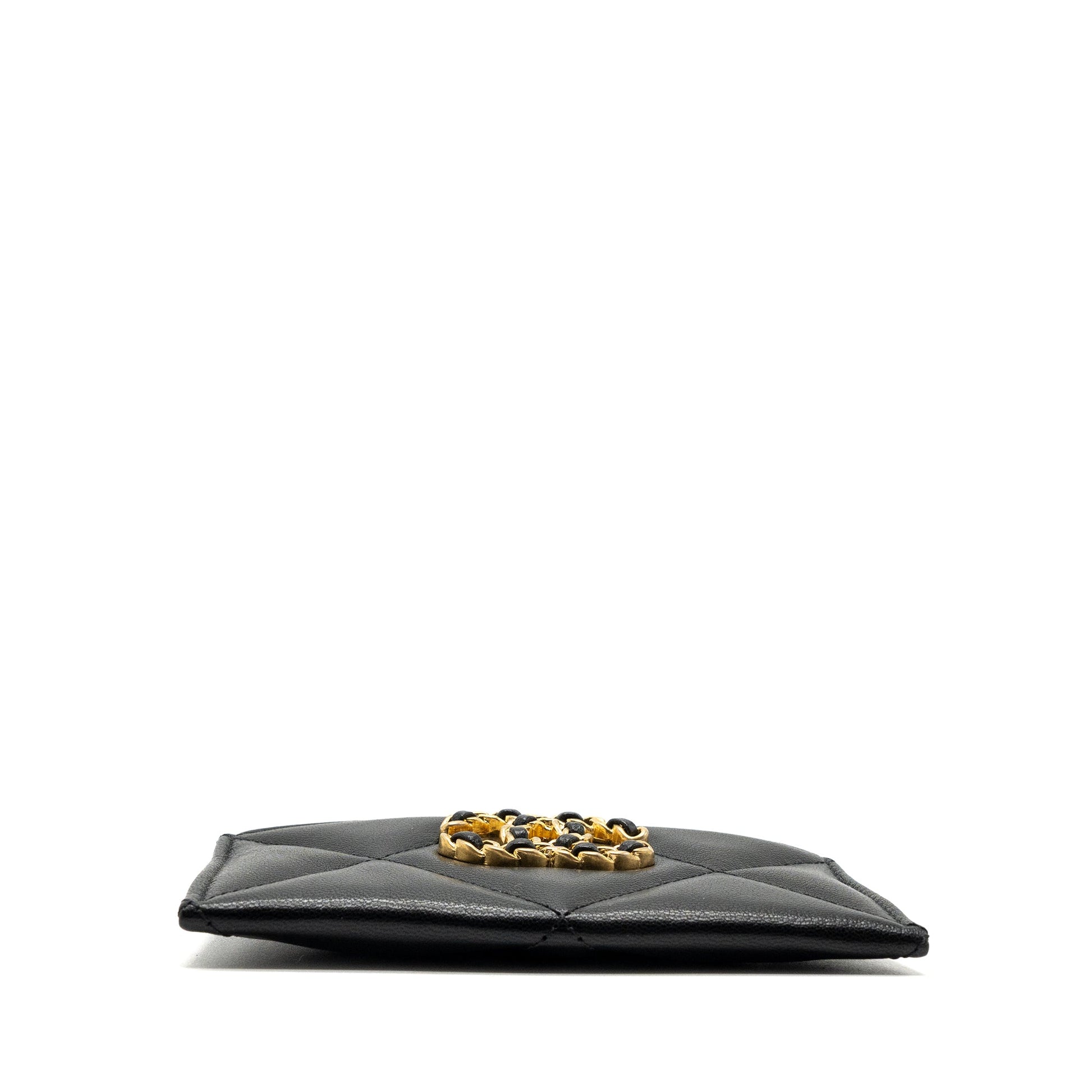 Chanel 19 Cardholder Lambskin GHW Black Wallet Case