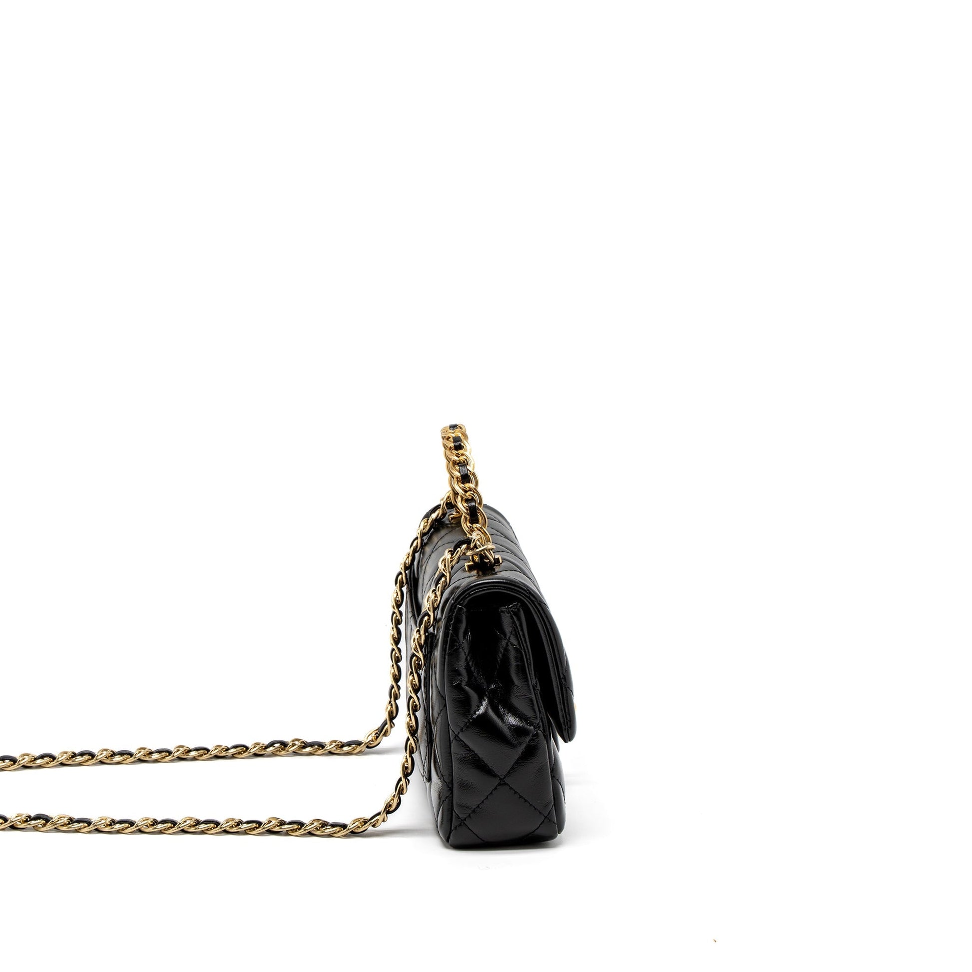 Chanel 23S Detail Top Handle Rectangular Flap Black Shoulder Bag